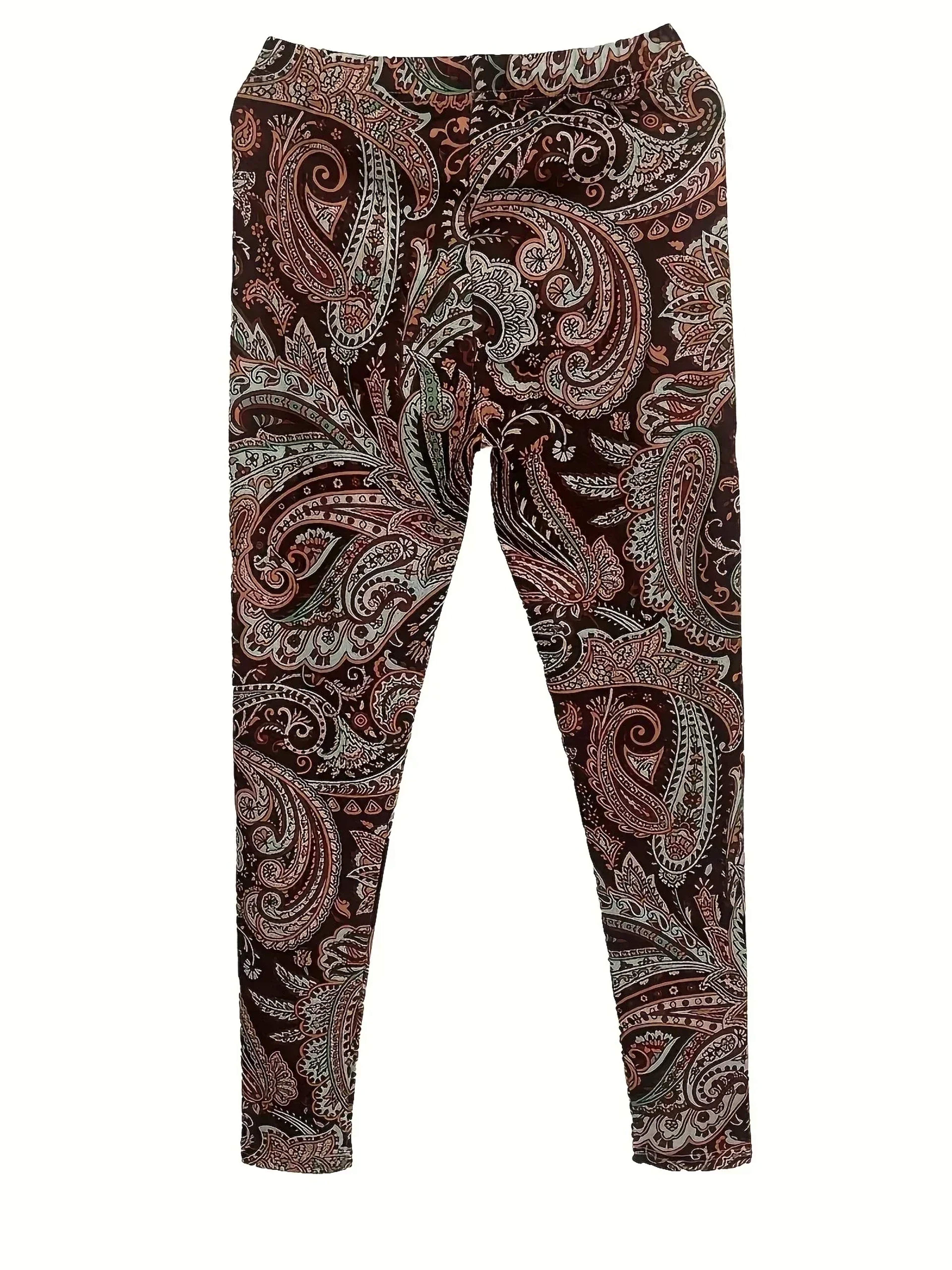 Women's Plus Size Boho Paisley Print High Waist Leggings – view 2