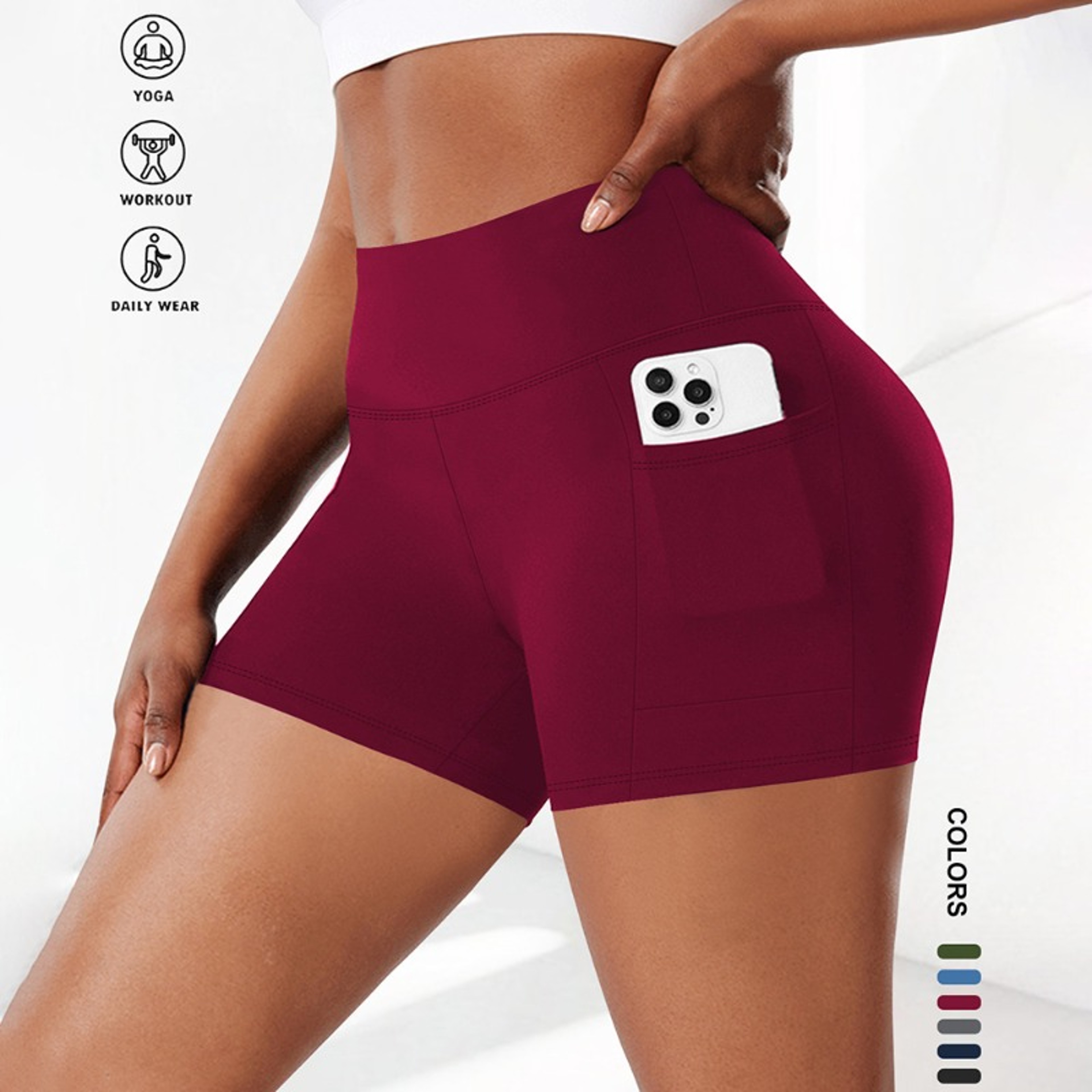 Women's Plus Size High Waisted Yoga Shorts with Side Pockets and Stretch Fit – view 11