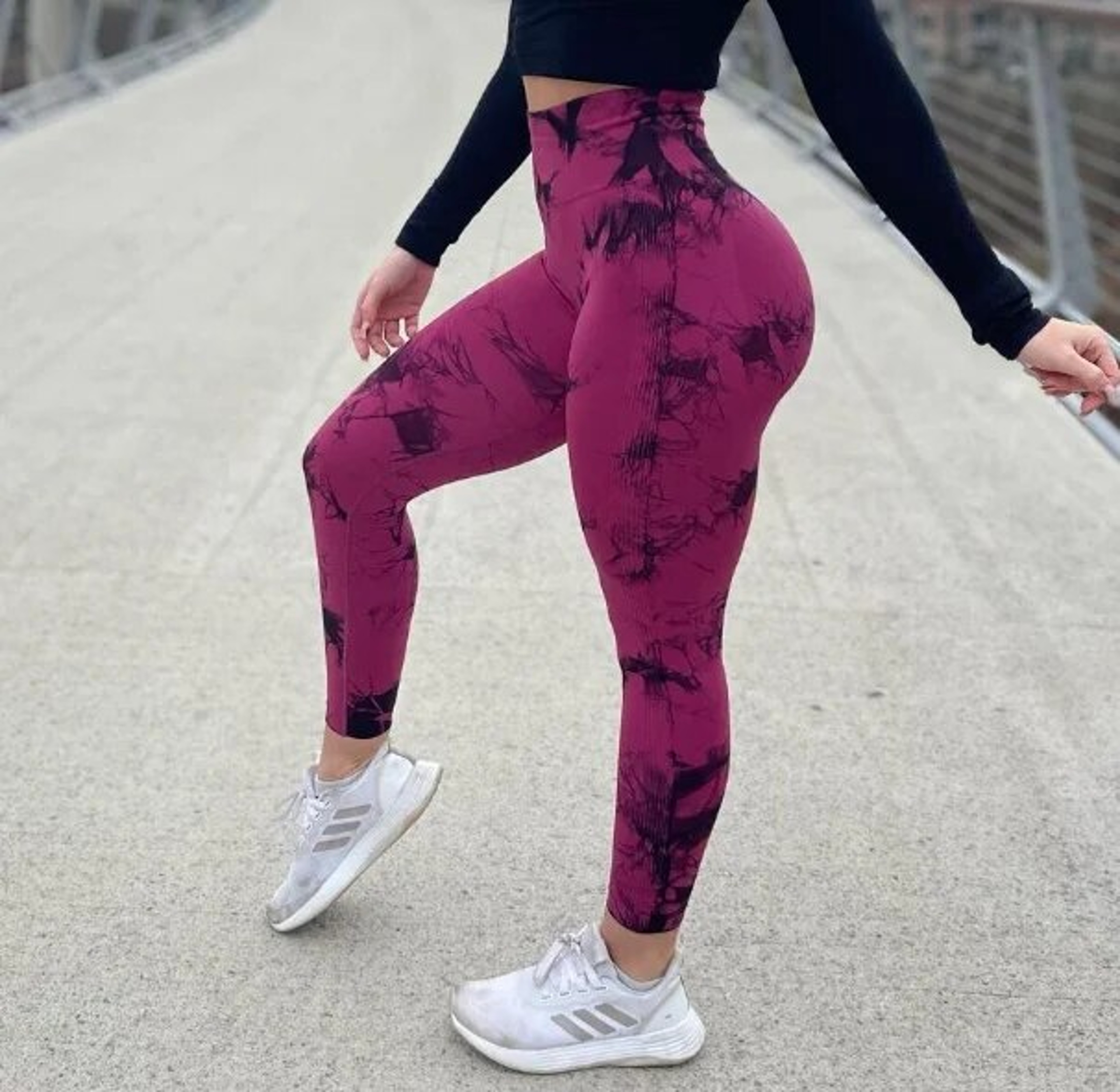 Womens High Waisted TieDye Seamless Scrunch Butt Yoga Leggings 16