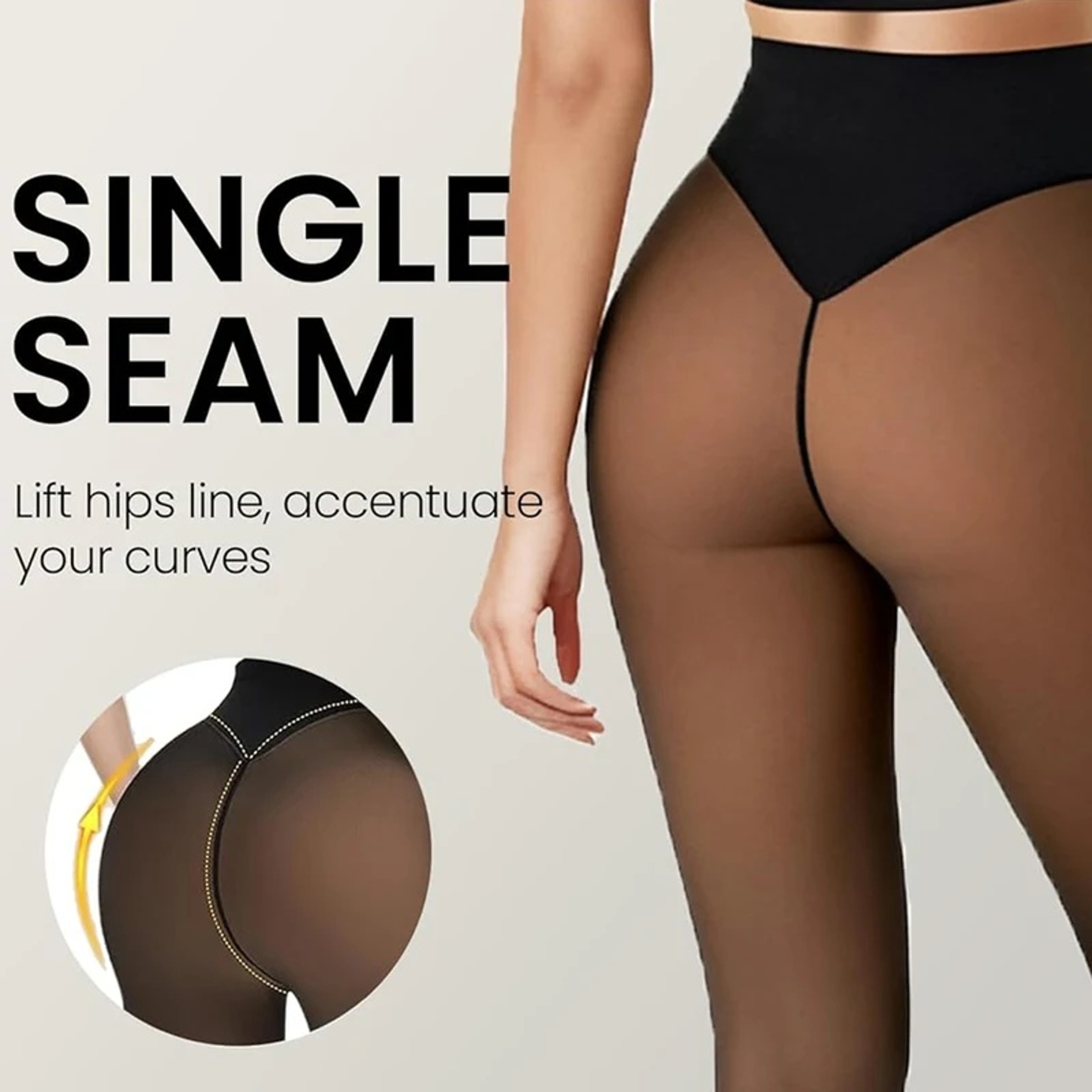 Womens Fleece Lined Tights With Sheer Look And High Waist Shaping Design 4