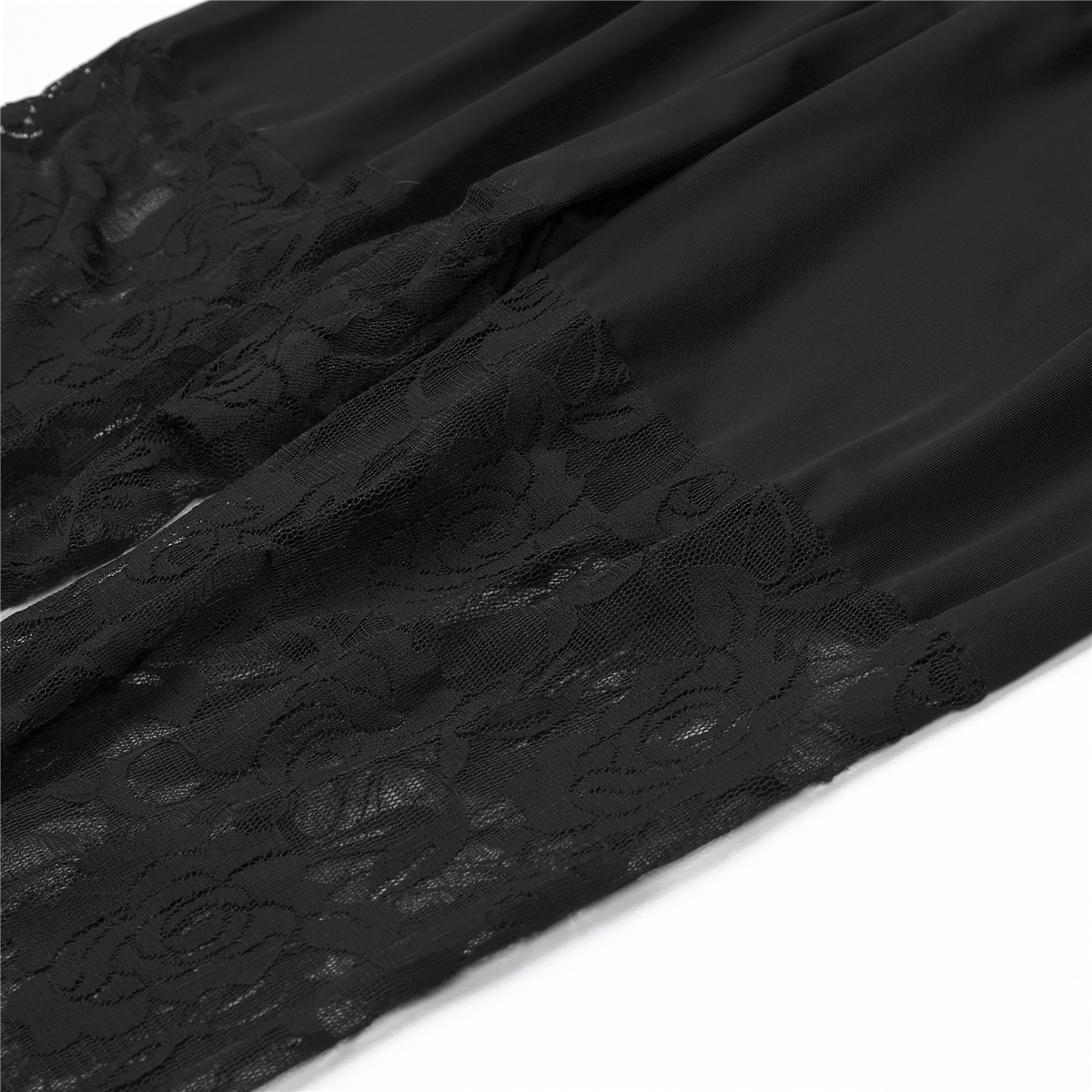 Women's Plus Size High Waist Leggings with Sheer Floral Lace Detailing – view 6