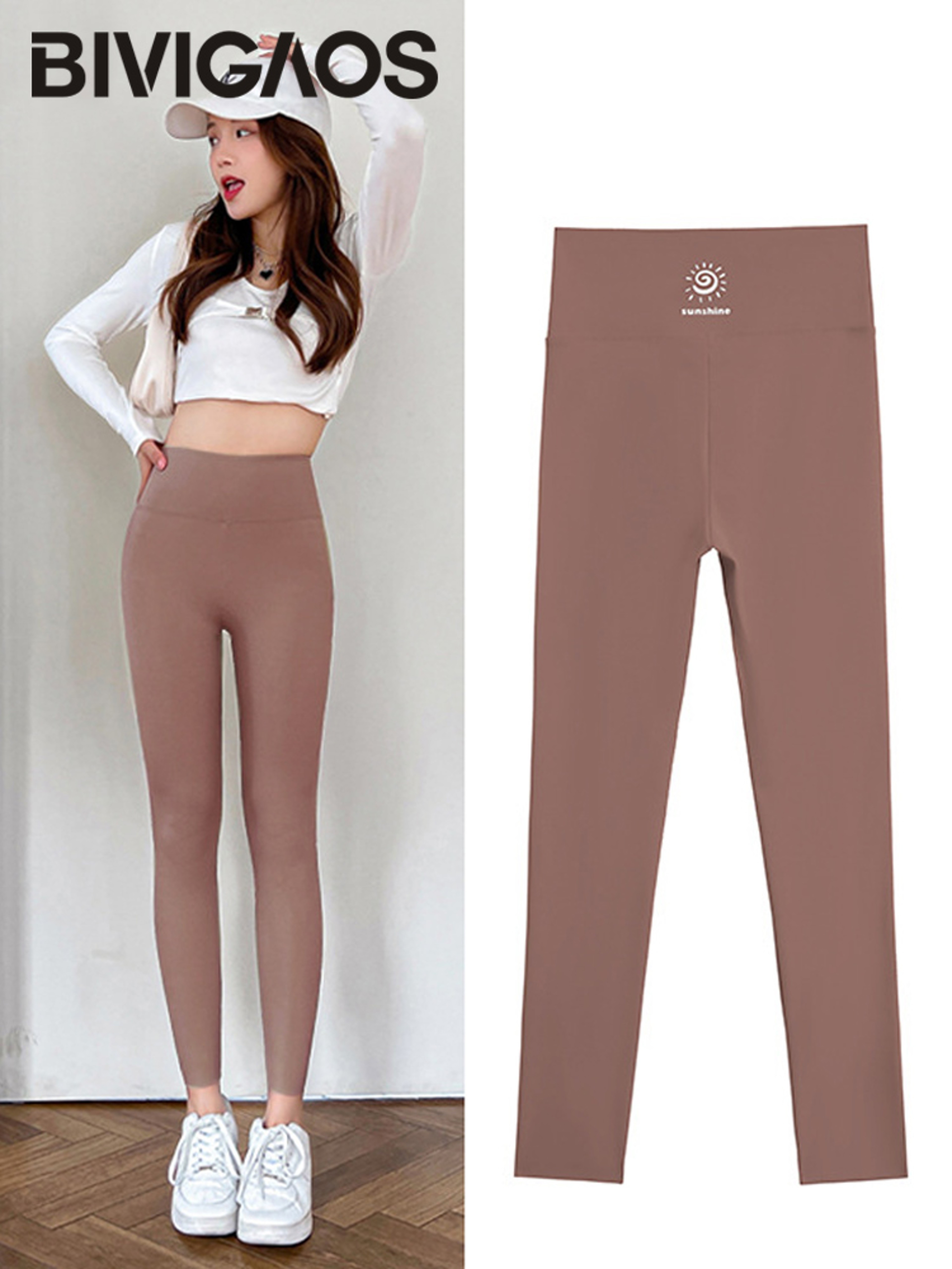 Womens High Waist Seamless Workout Leggings With Sun Print 16