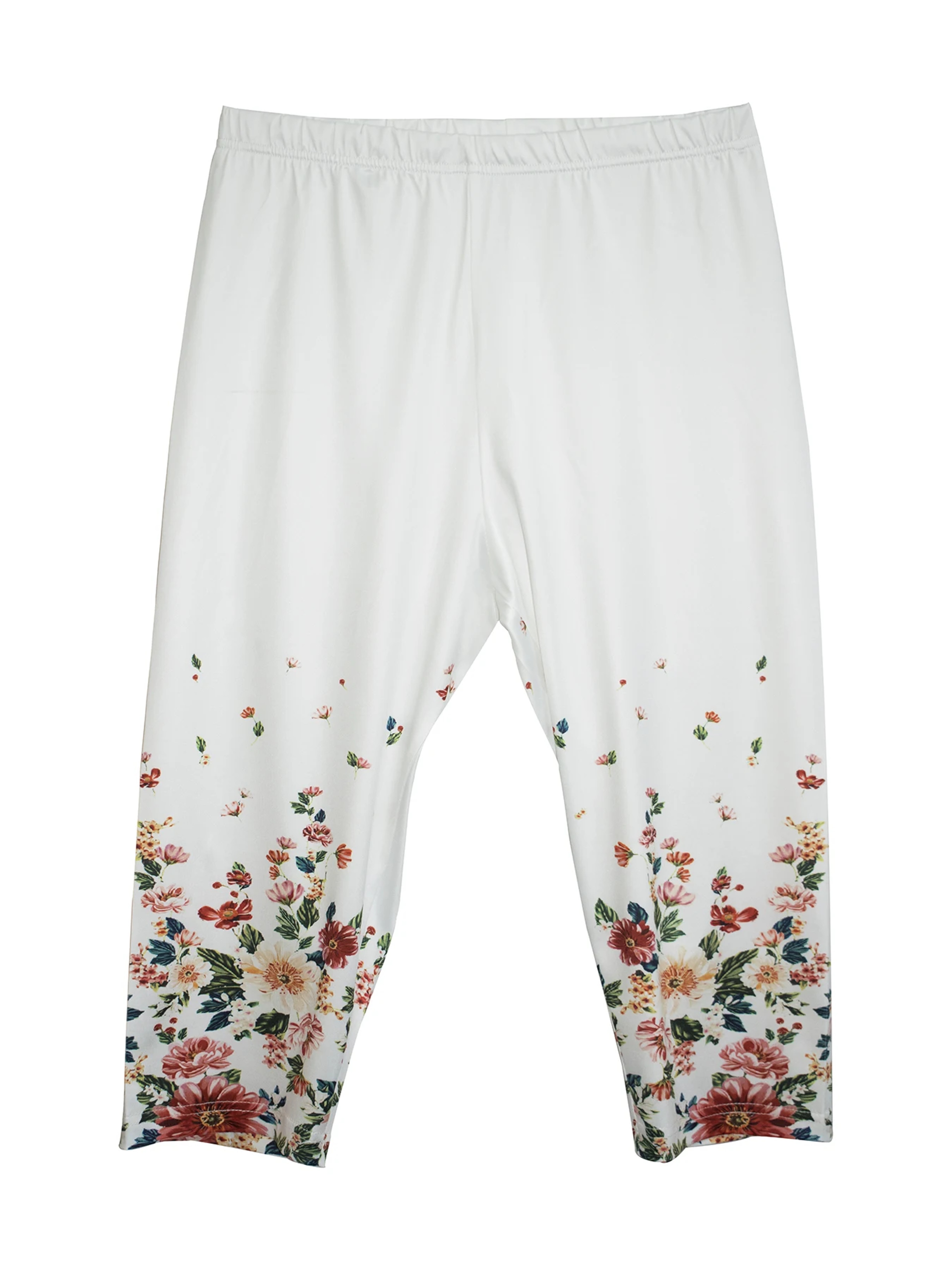 Plus Size Womens Capri Leggings With Retro Floral Print And HighStretch Fabric 0