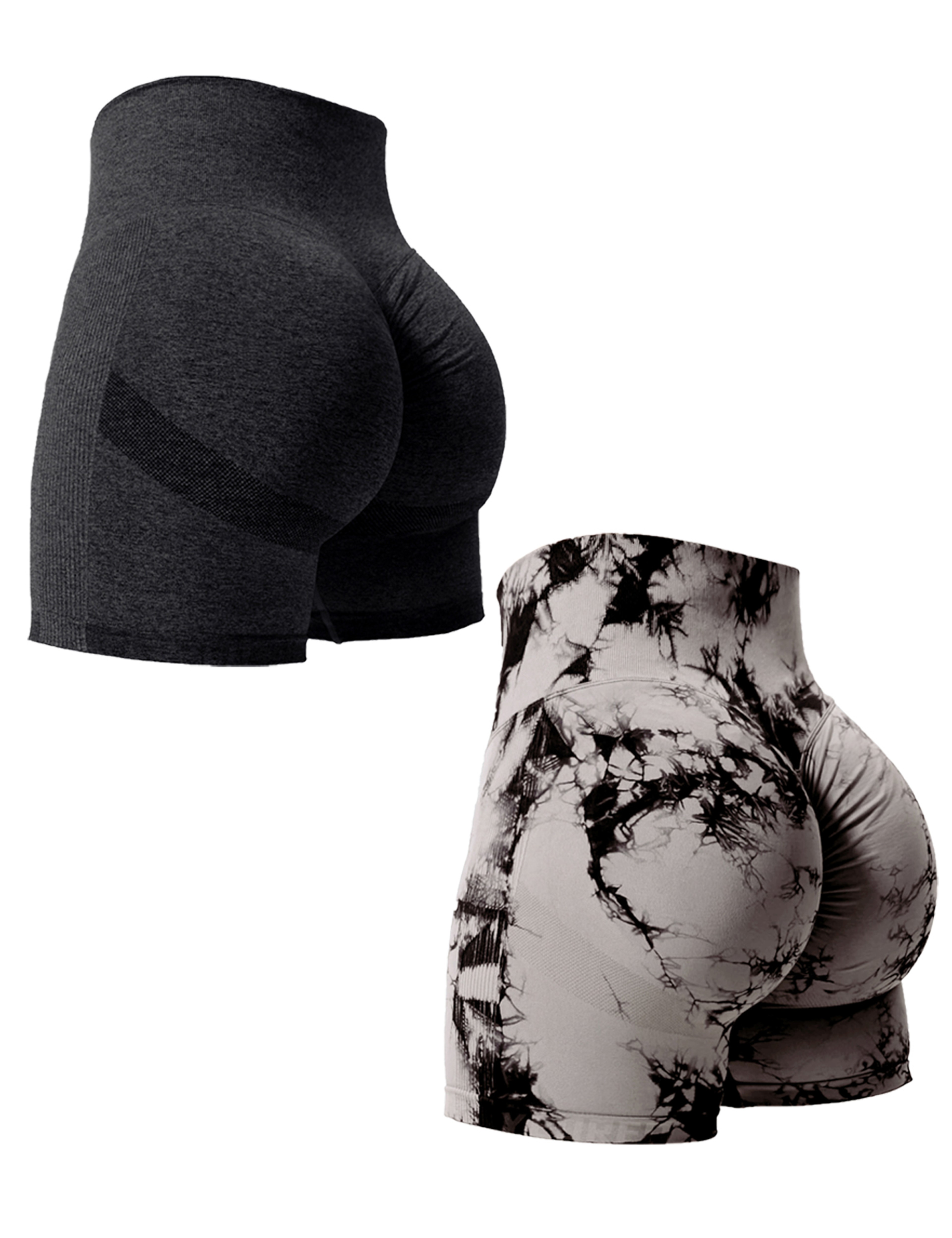 Womens High Waist Tie Dye Seamless Workout Shorts  2 Pack 8