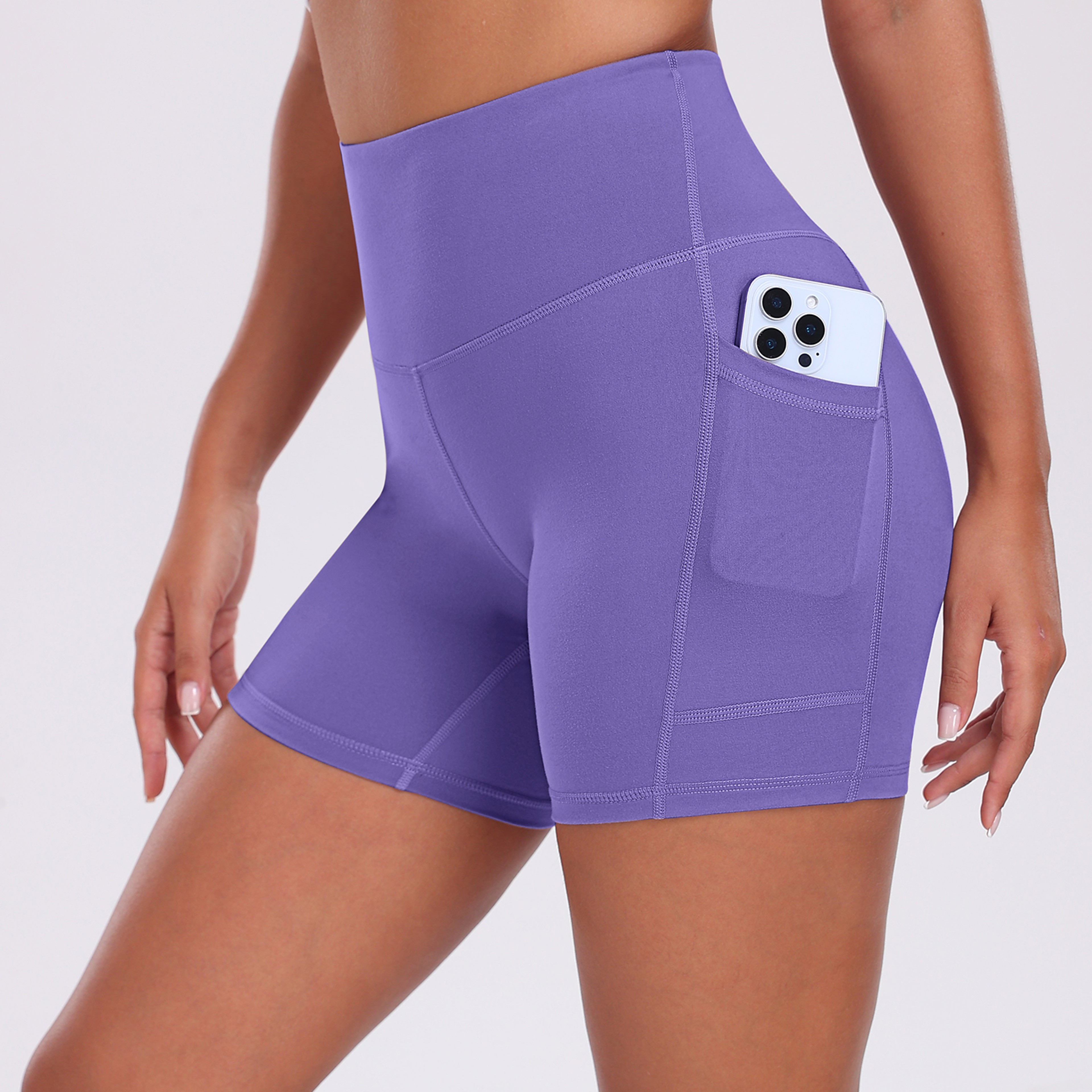 Womens High Waisted Yoga Shorts With Pockets Quick Dry Breathable Workout Shorts 5