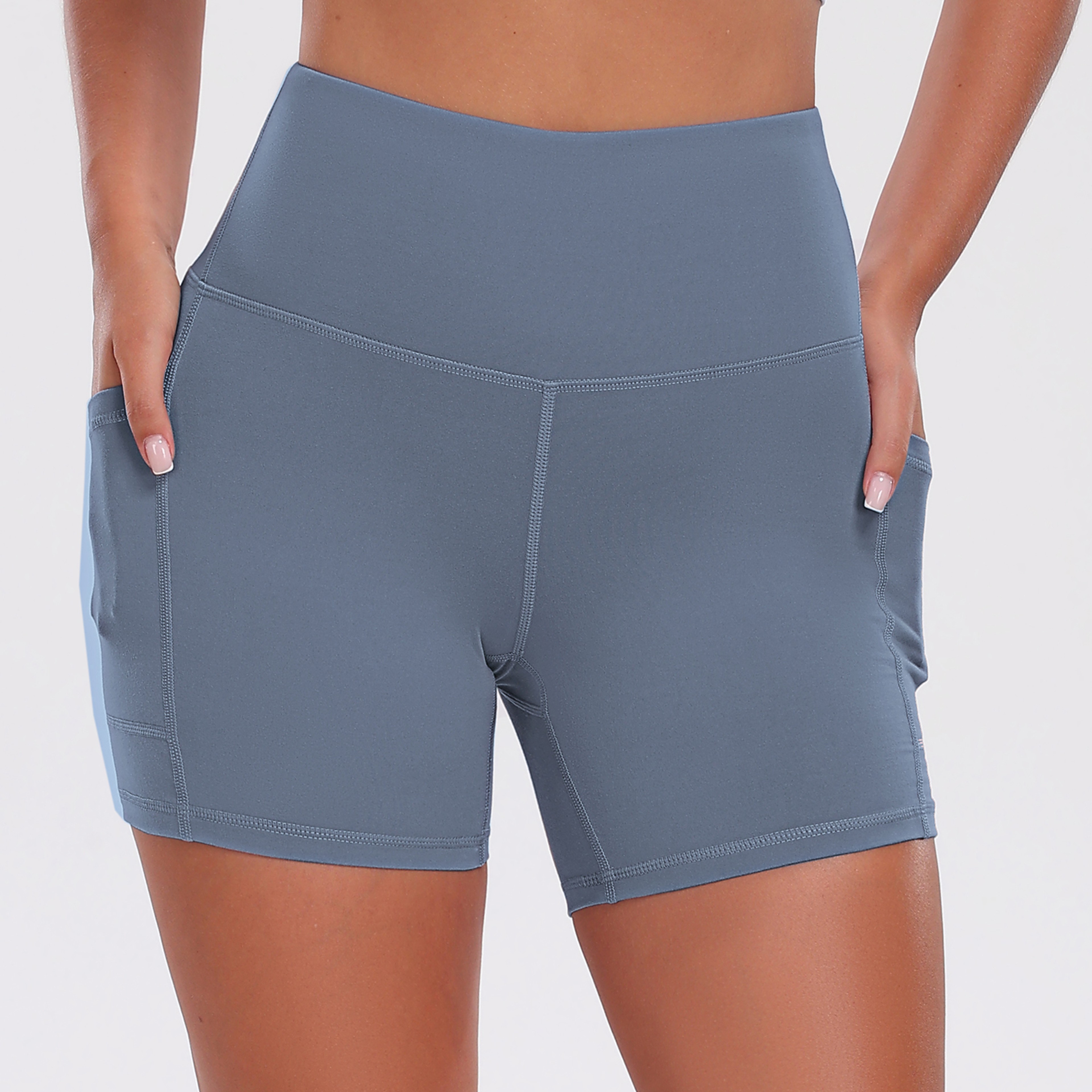 Womens High Waisted Yoga Shorts With Pockets Quick Dry Breathable Workout Shorts 4