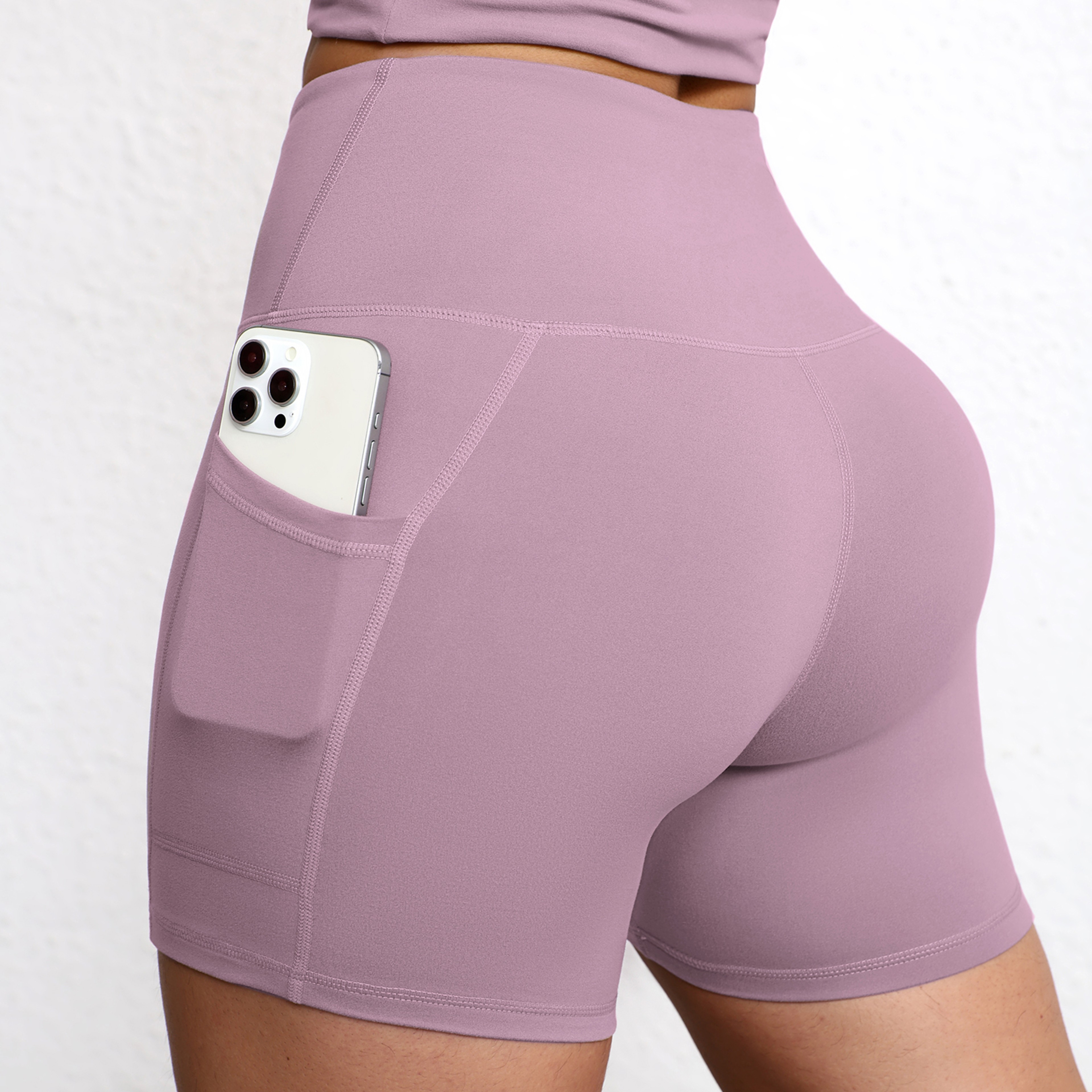Womens High Waisted Yoga Shorts With Pockets Quick Dry Breathable Workout Shorts 9