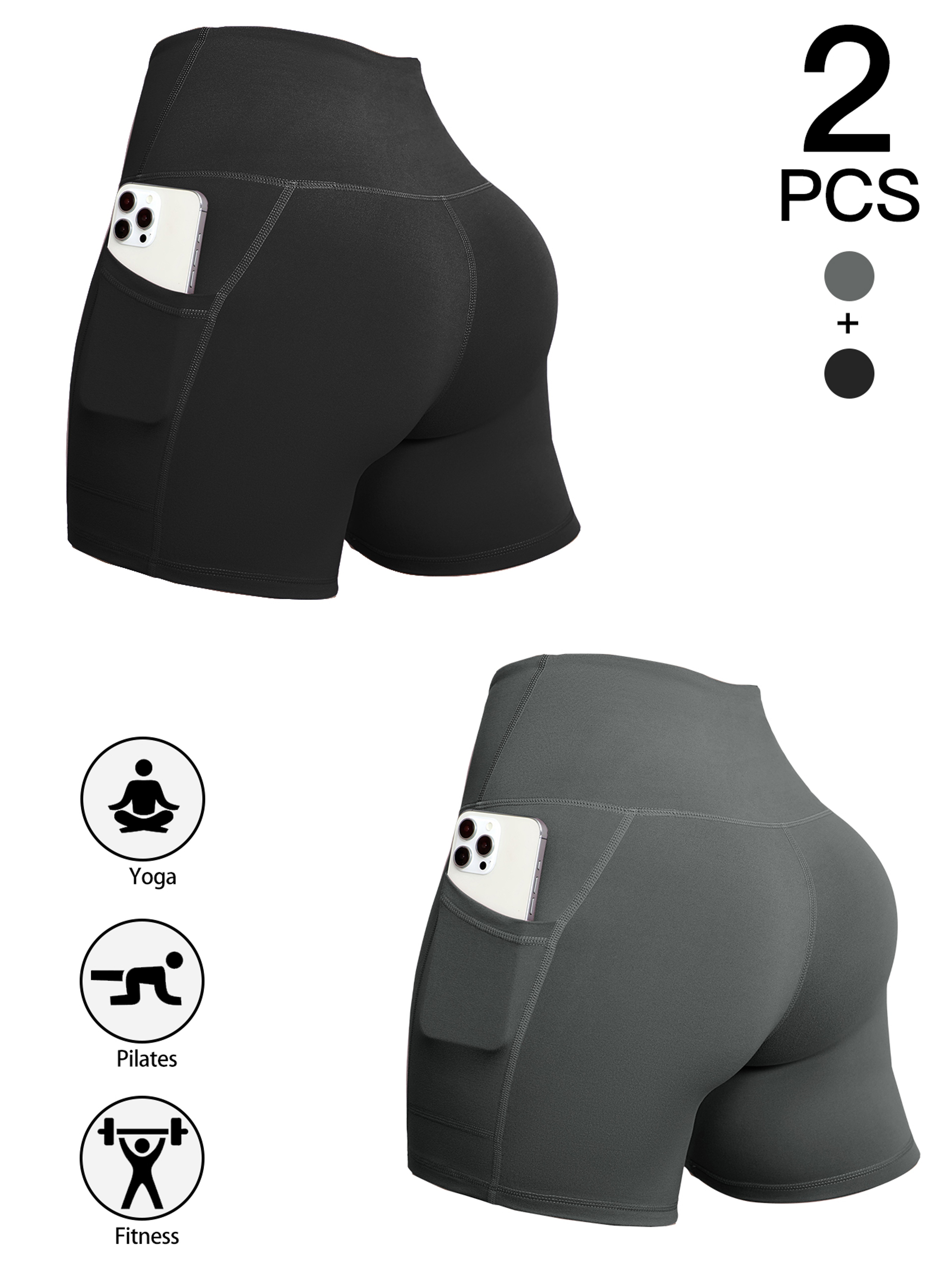 Womens High Waisted Yoga Shorts With Pockets Quick Dry Breathable Workout Shorts 8