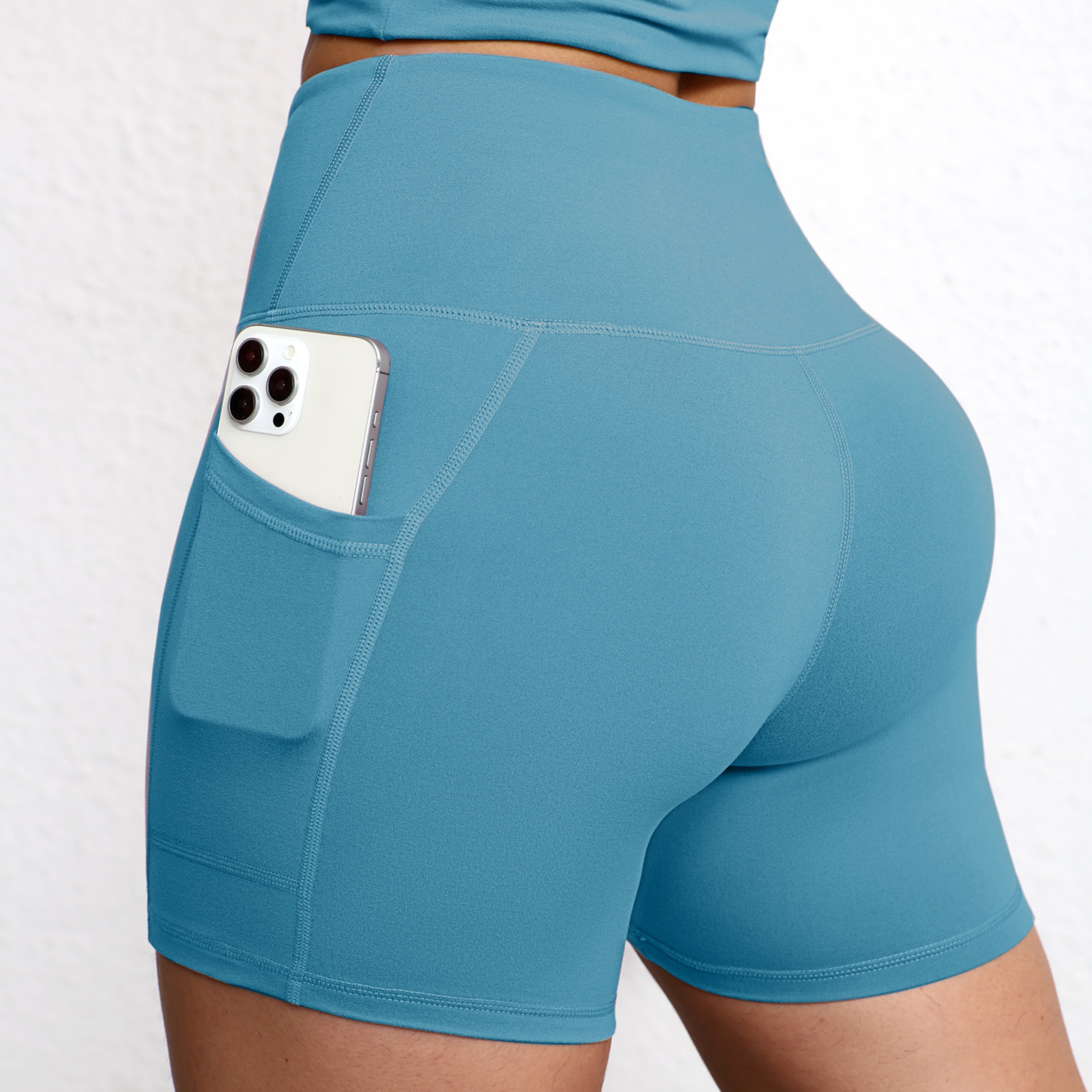 Womens High Waisted Yoga Shorts With Pockets Quick Dry Breathable Workout Shorts 10