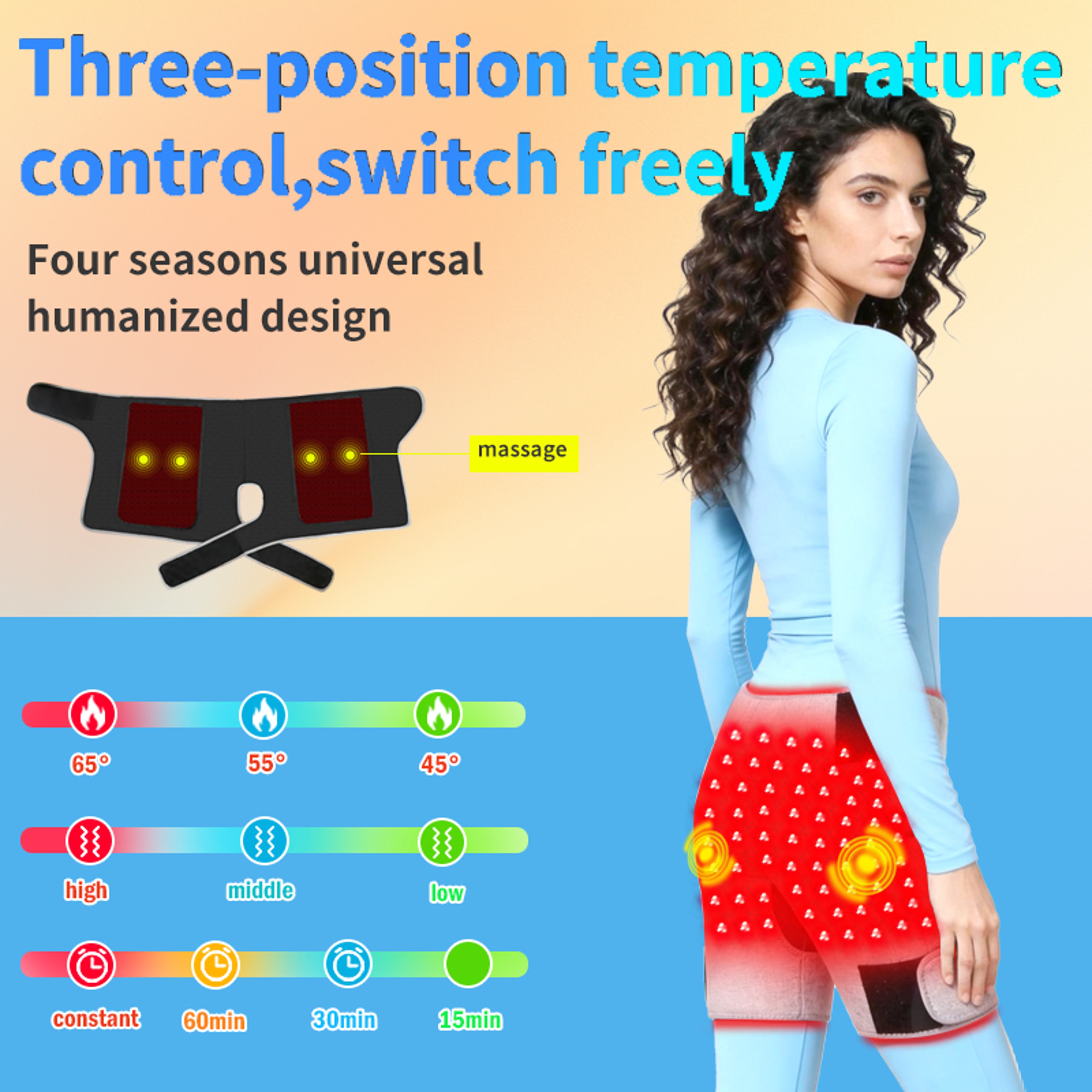 Red Light Heated Shorts for Women with Abdominal Massage and 3 Adjustable Modes – view 5