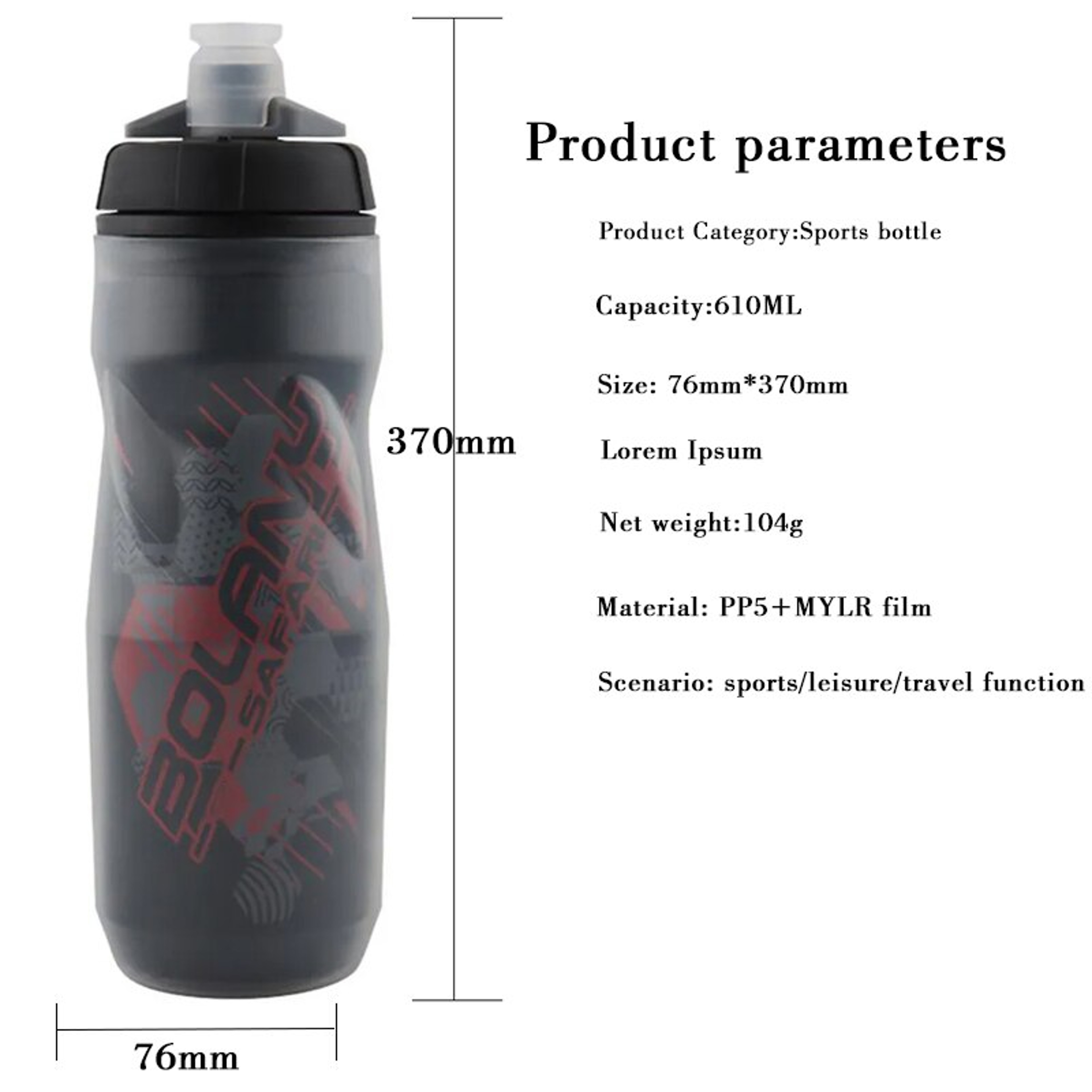 Cycling Water Bottle 600 ML PP5 Plastic For Mountain Biking And Outdoor Sports 4