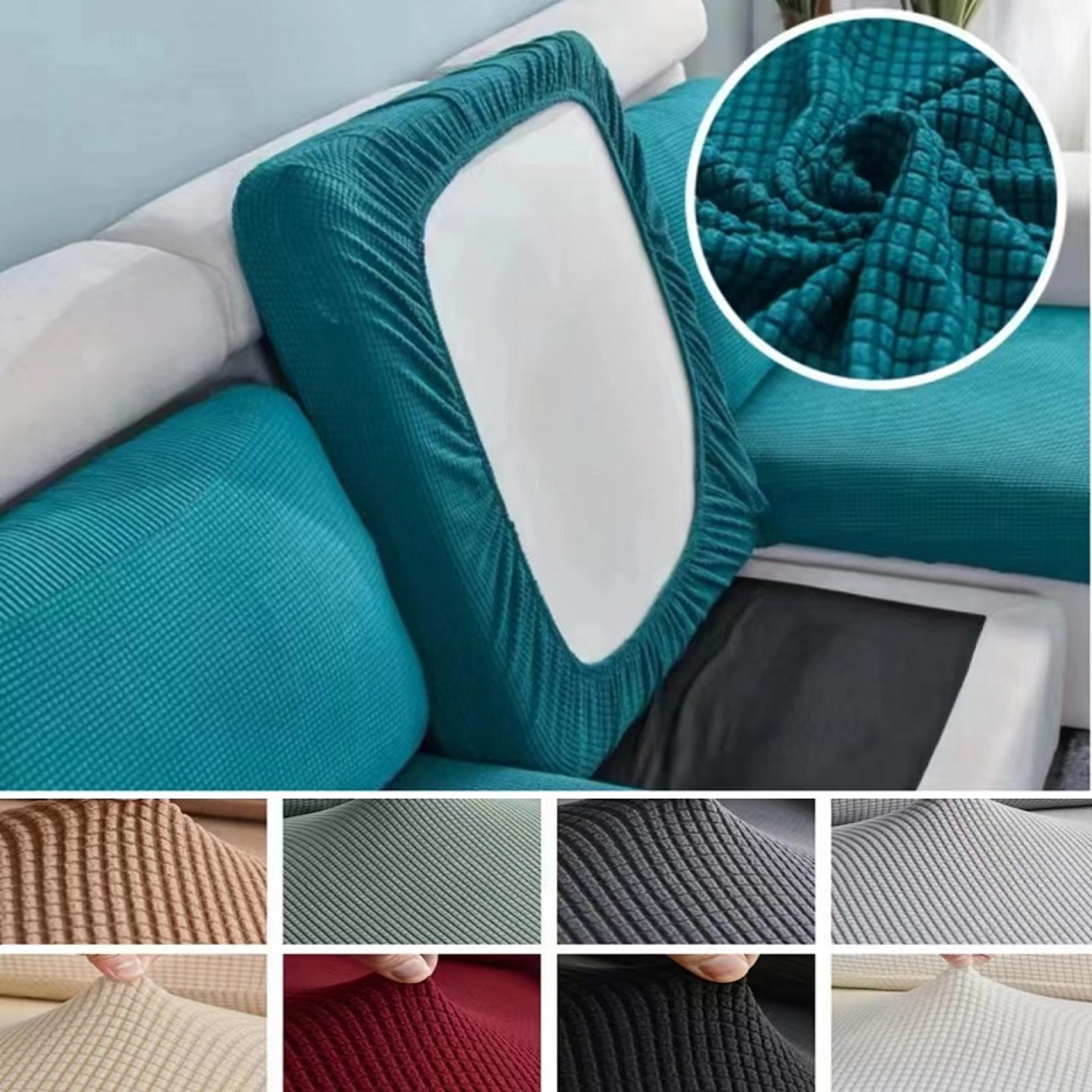 Polar Fleece Sofa Cushion Cover With Elastic AntiSlip Design 1