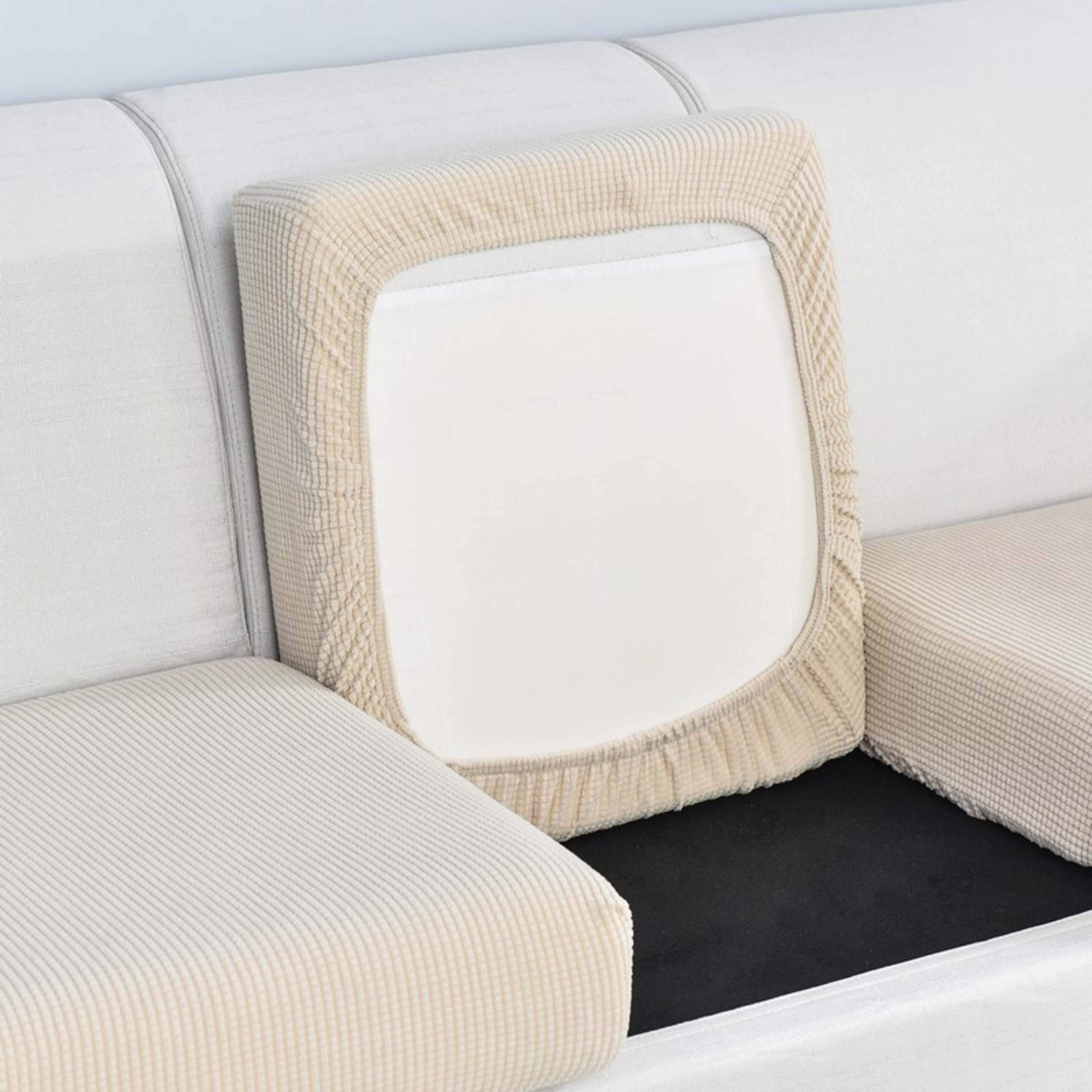 Polar Fleece Sofa Cushion Cover With Elastic AntiSlip Design 10