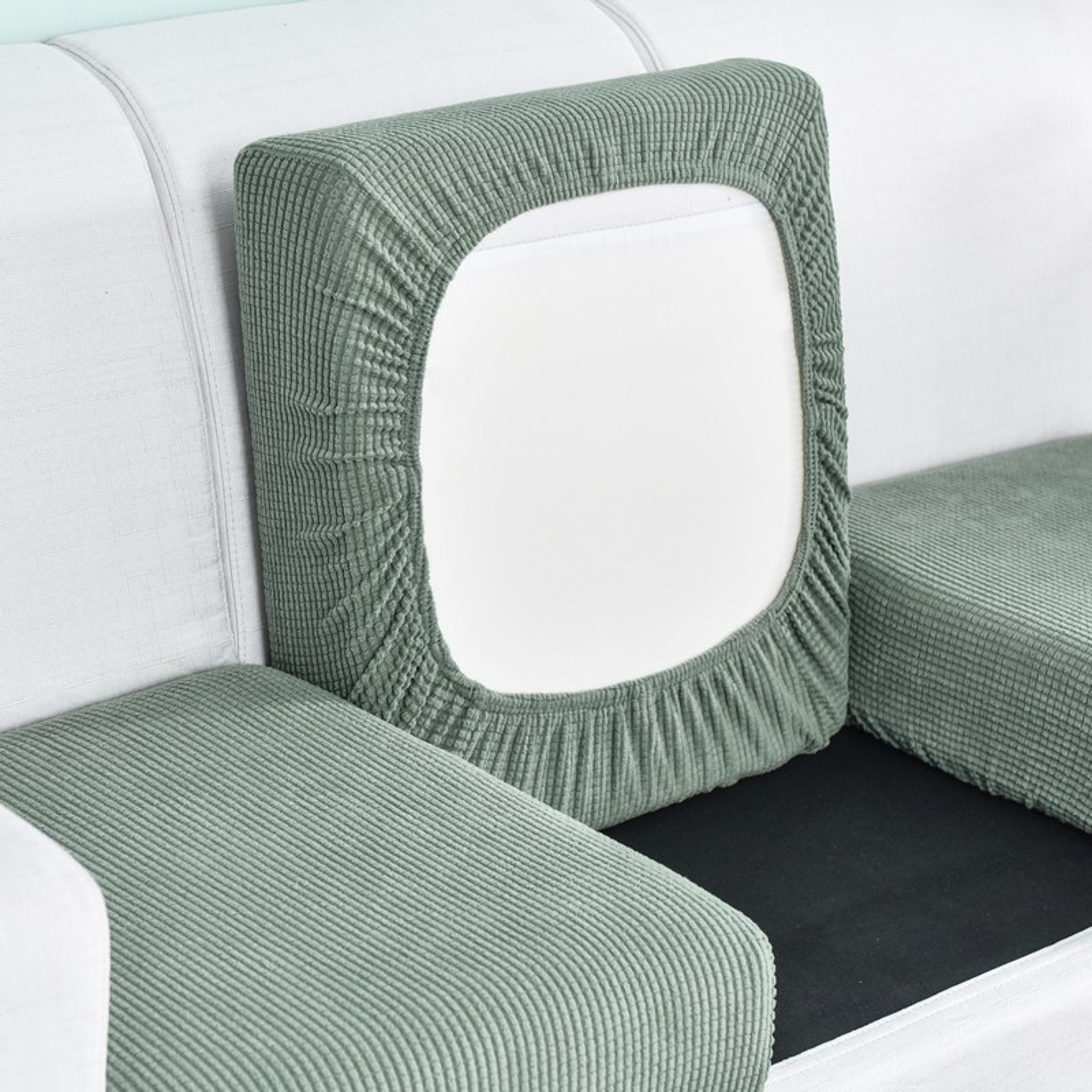 Polar Fleece Sofa Cushion Cover With Elastic AntiSlip Design 9