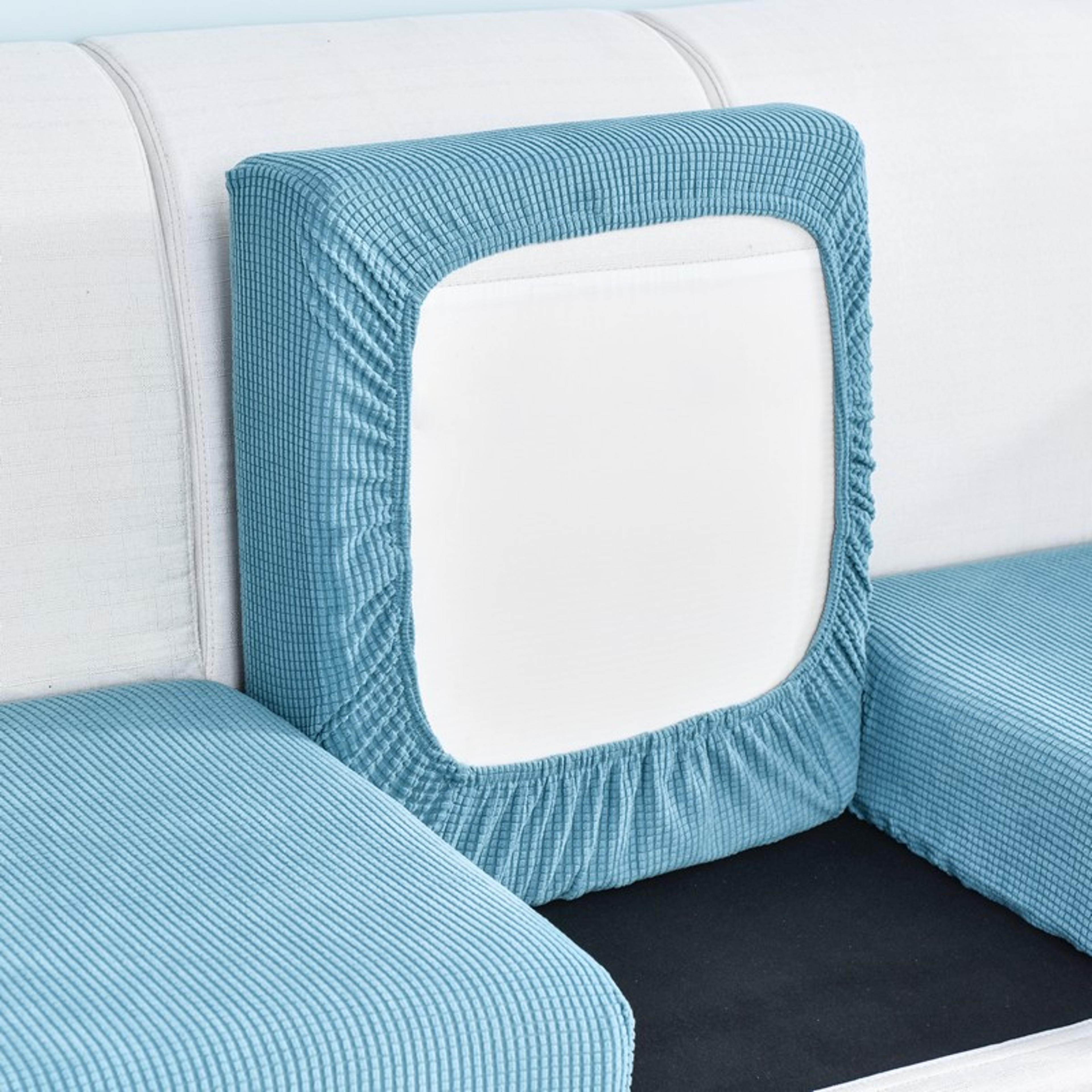 Polar Fleece Sofa Cushion Cover With Elastic AntiSlip Design 0