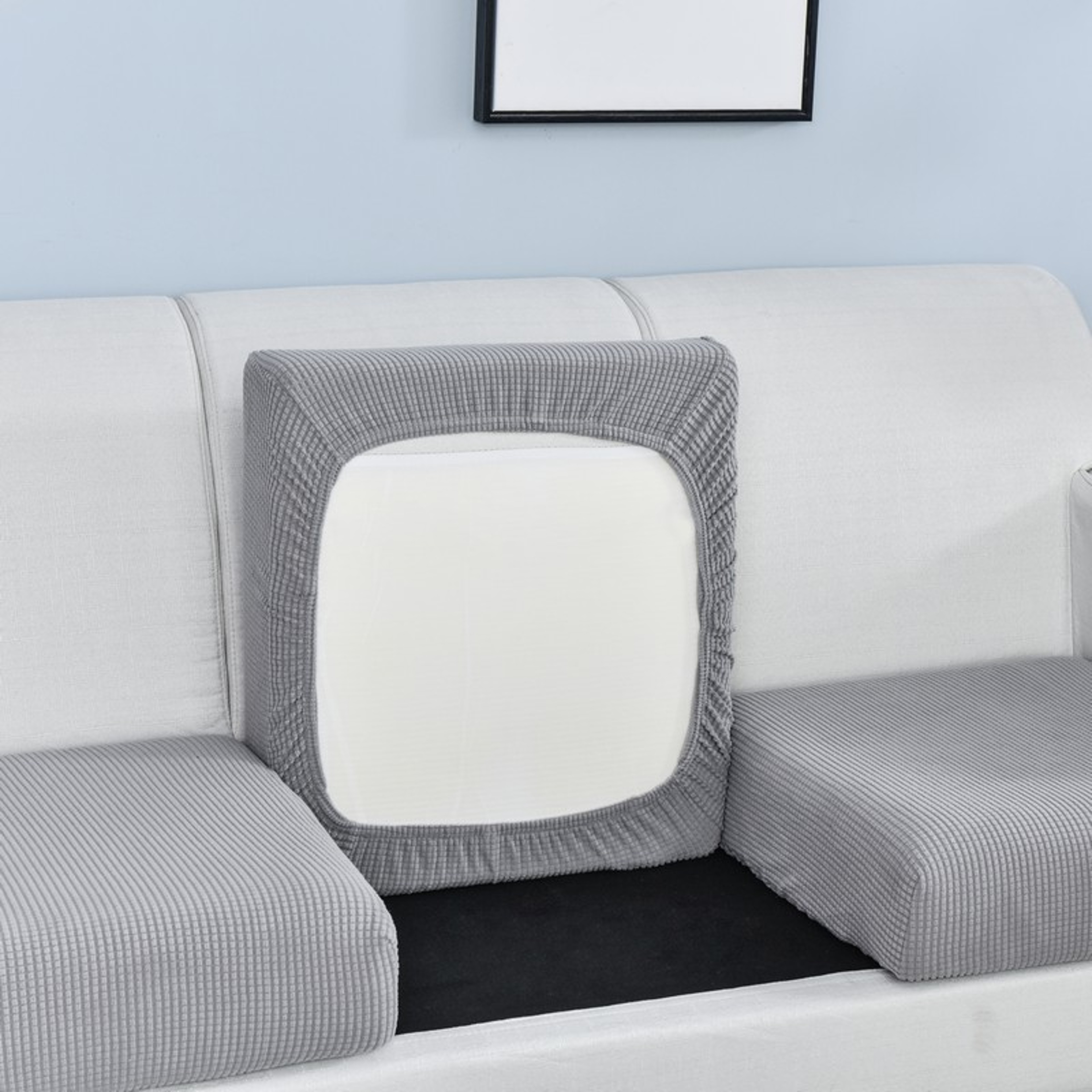 Polar Fleece Sofa Cushion Cover With Elastic AntiSlip Design 13