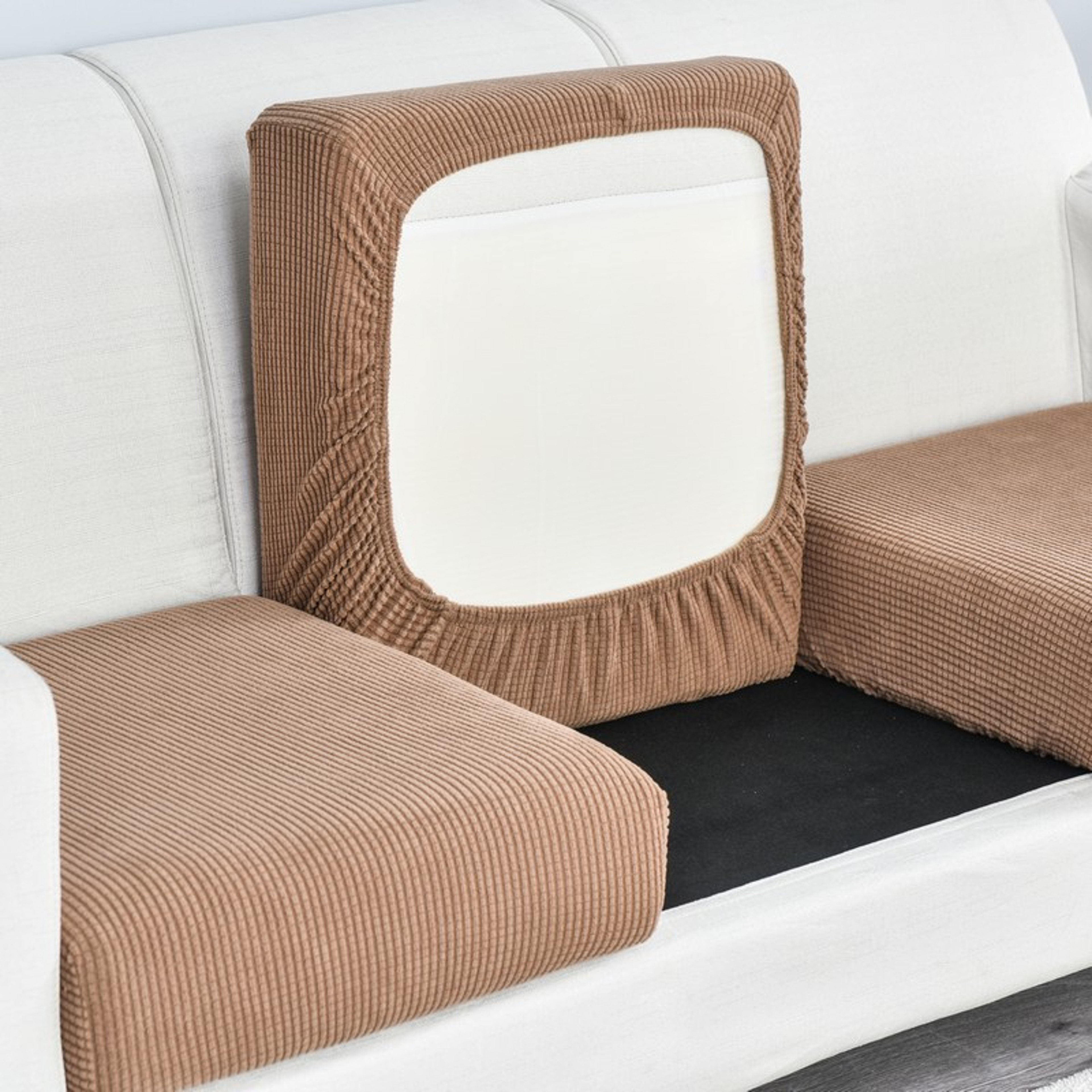 Polar Fleece Sofa Cushion Cover With Elastic AntiSlip Design 11