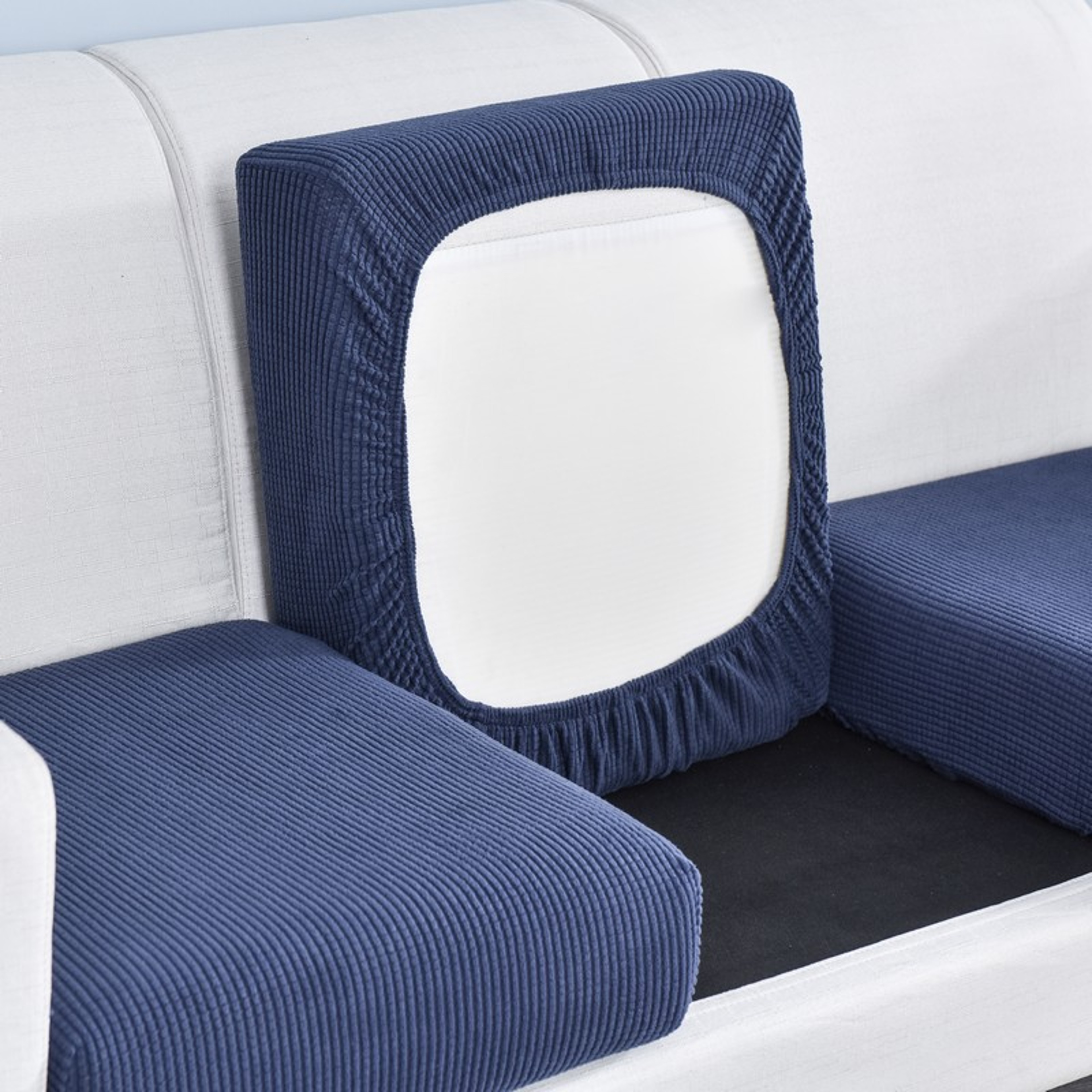 Polar Fleece Sofa Cushion Cover With Elastic AntiSlip Design 15