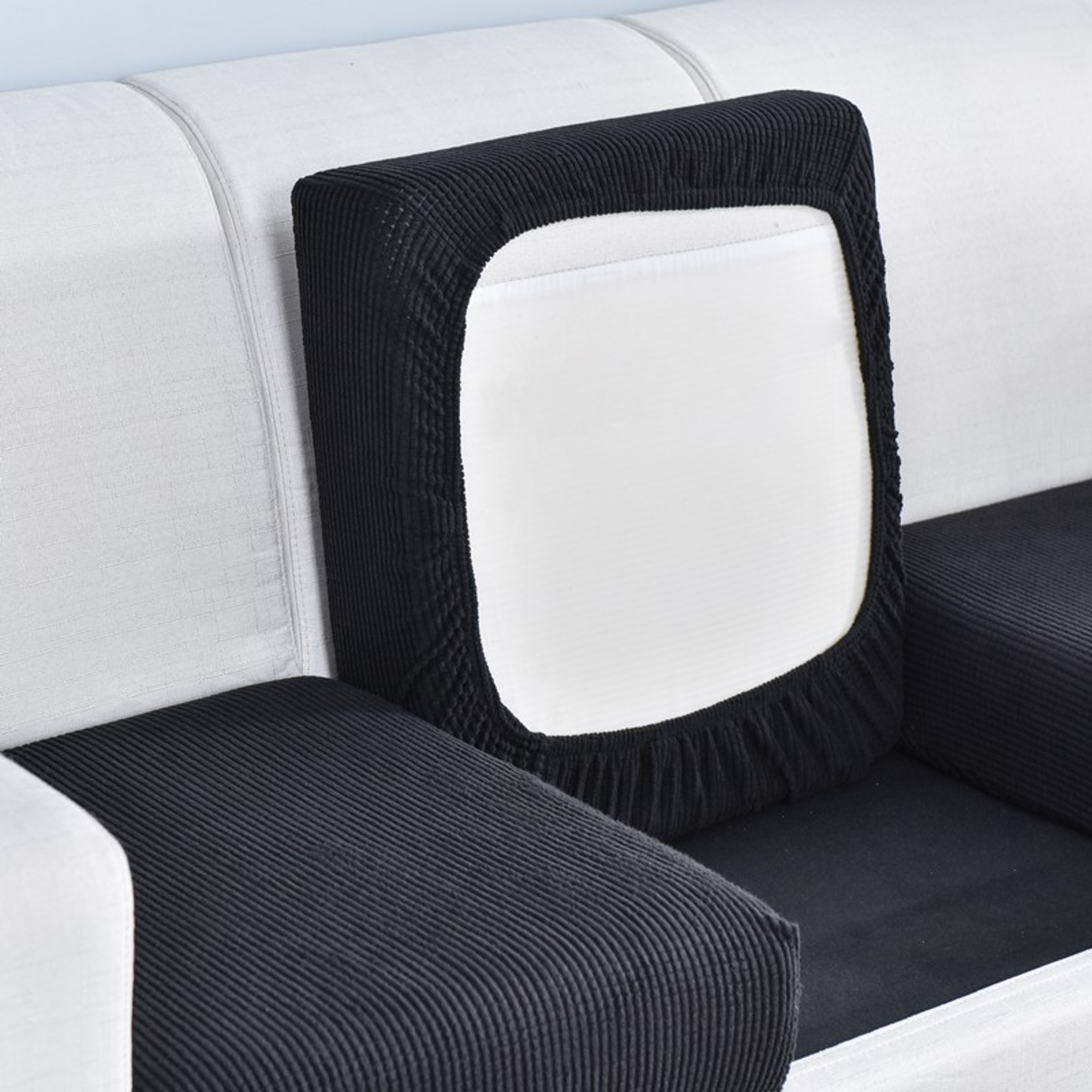 Polar Fleece Sofa Cushion Cover With Elastic AntiSlip Design 18