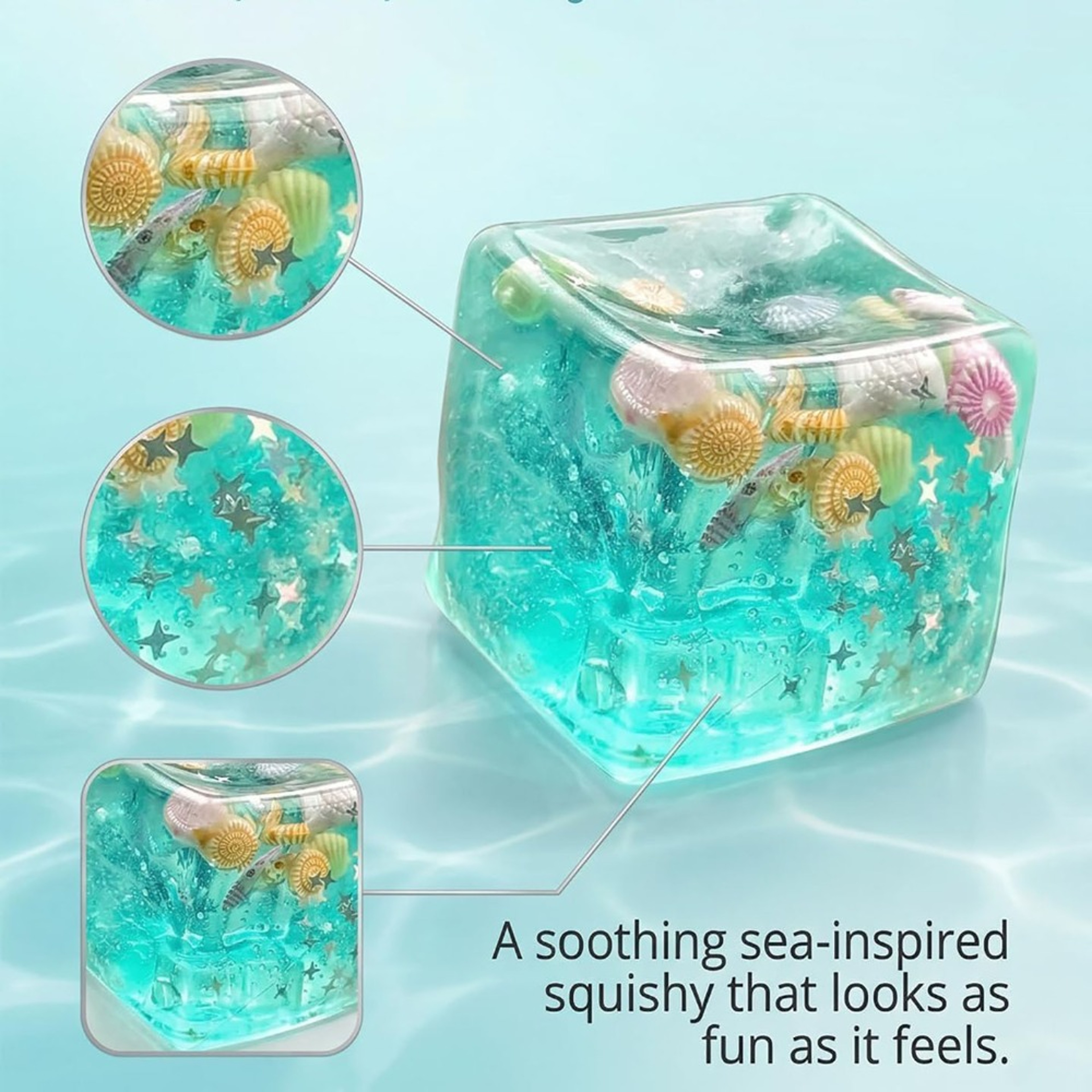 Squishy Ocean Ice Cube Fidget Toy For Stress Relief And Sensory Play 4