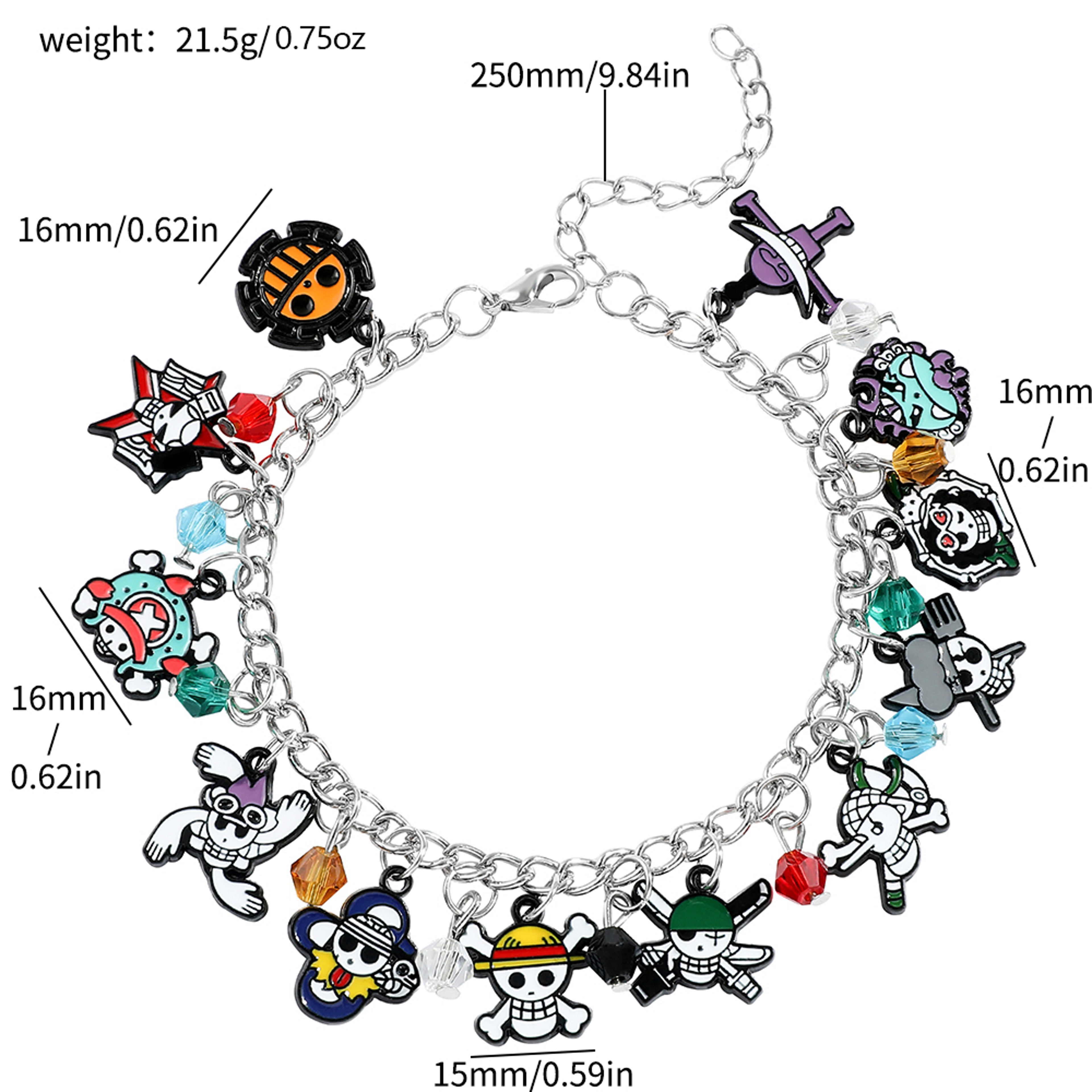 Anime Skull Charm Bracelet Inspired By Luffy For Cosplay And Everyday Wear 7