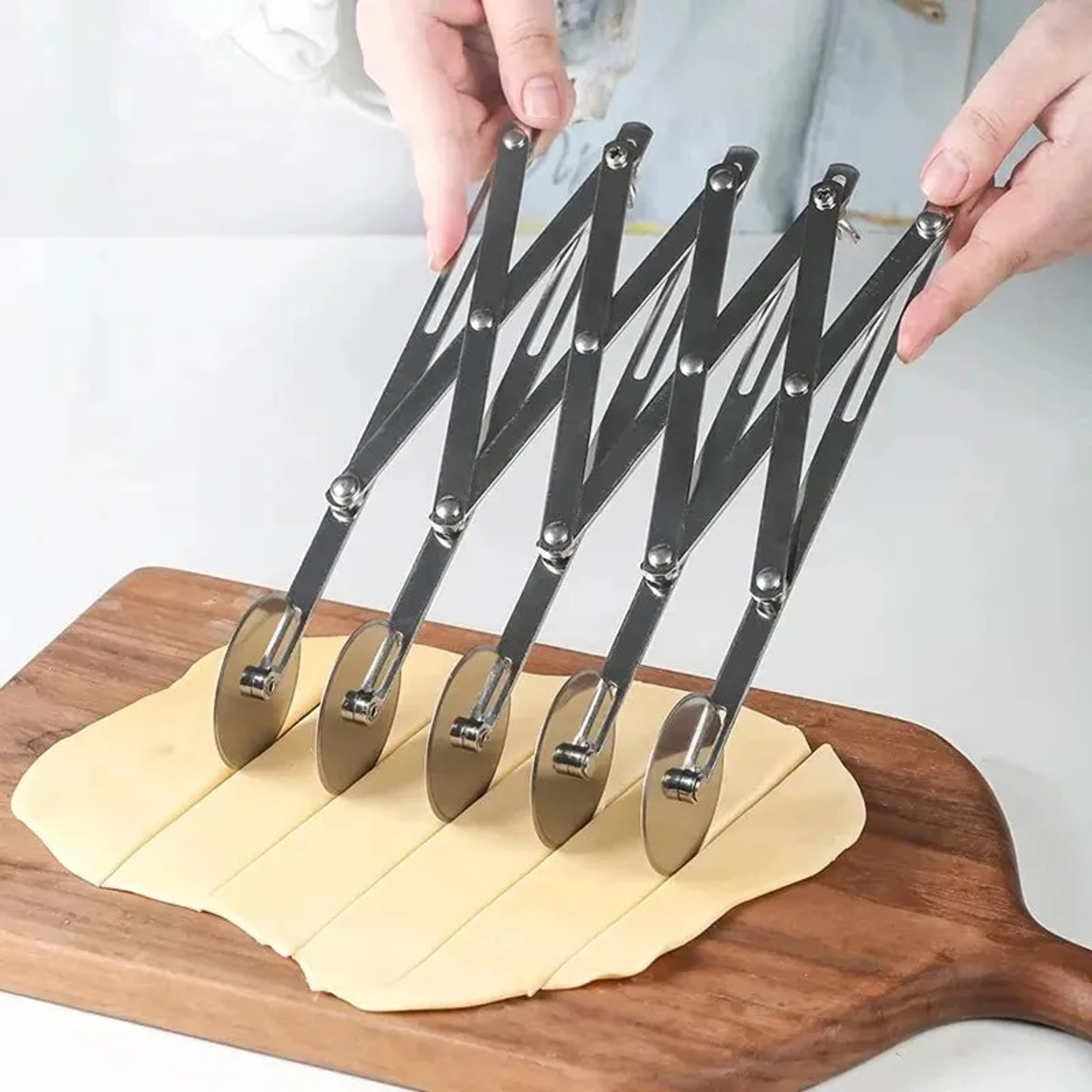 Stainless Steel Baking Pan Tool for Pizza, Pastry, Dough: Cutter, Divider, Knife, Roller Blade & Peeler – view 1