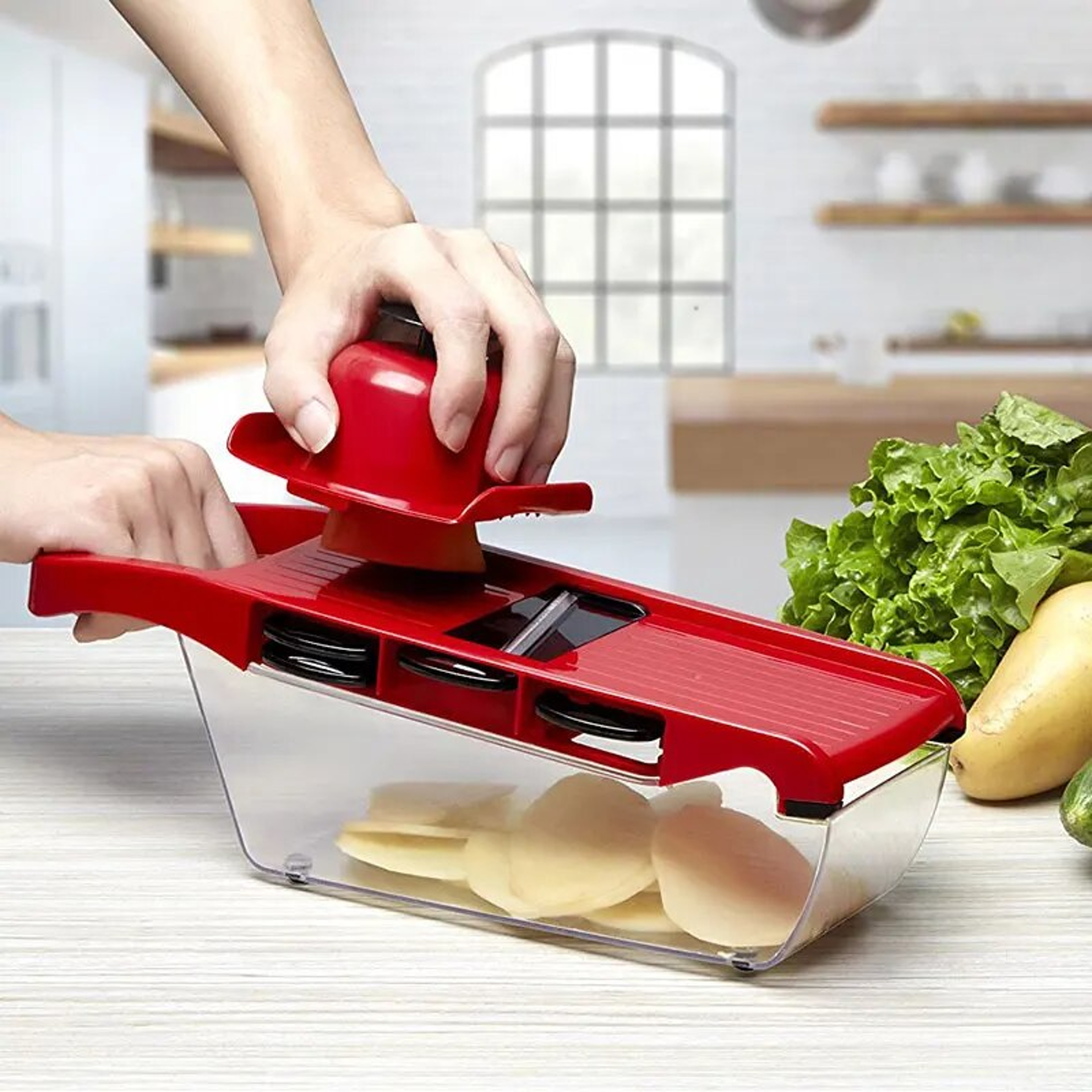 Myvit Vegetable Cutter: Steel Blade Slicer, Potato Peeler, Cheese Grater & More - Kitchen Accessories – view 10