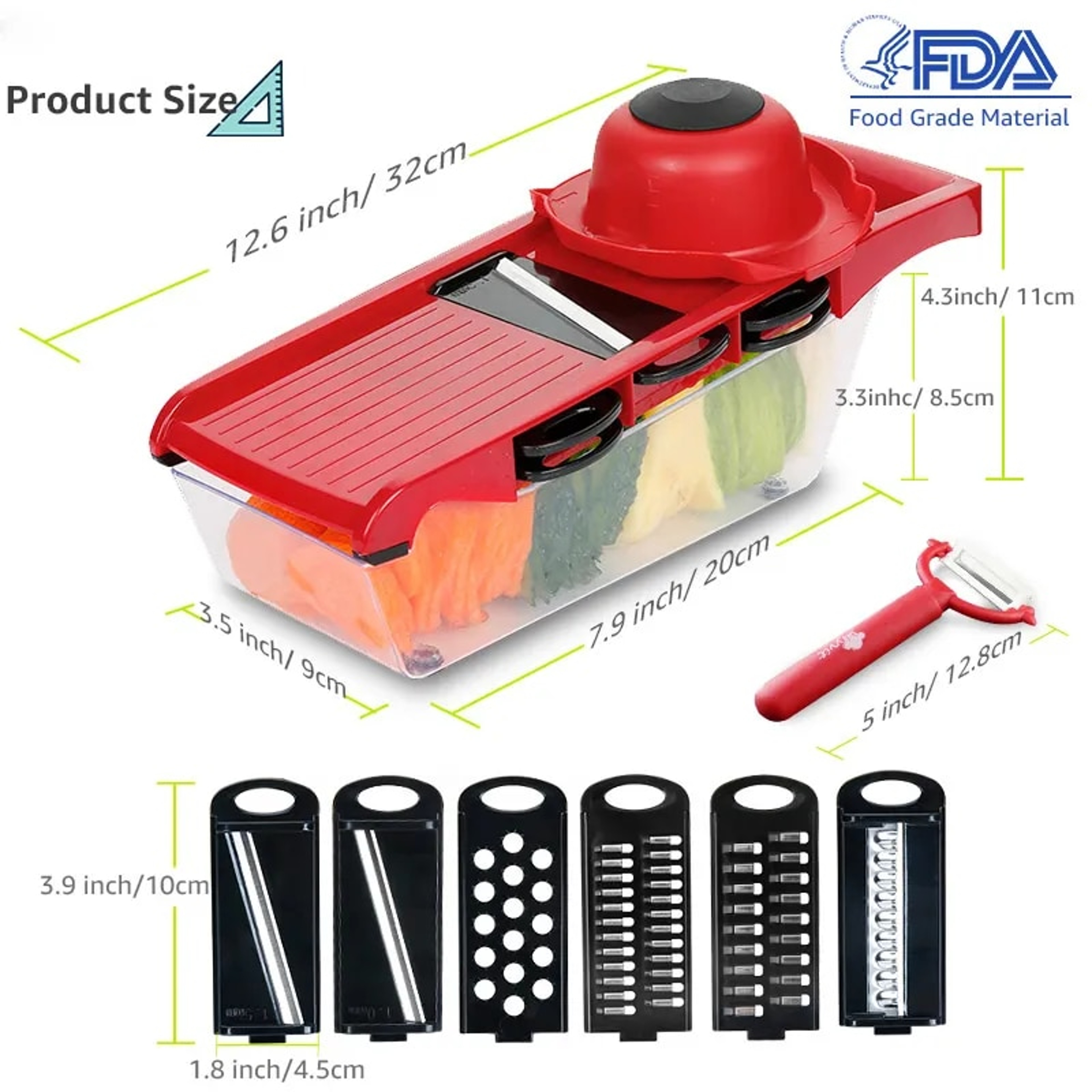 Myvit Vegetable Cutter: Steel Blade Slicer, Potato Peeler, Cheese Grater & More - Kitchen Accessories – view 8