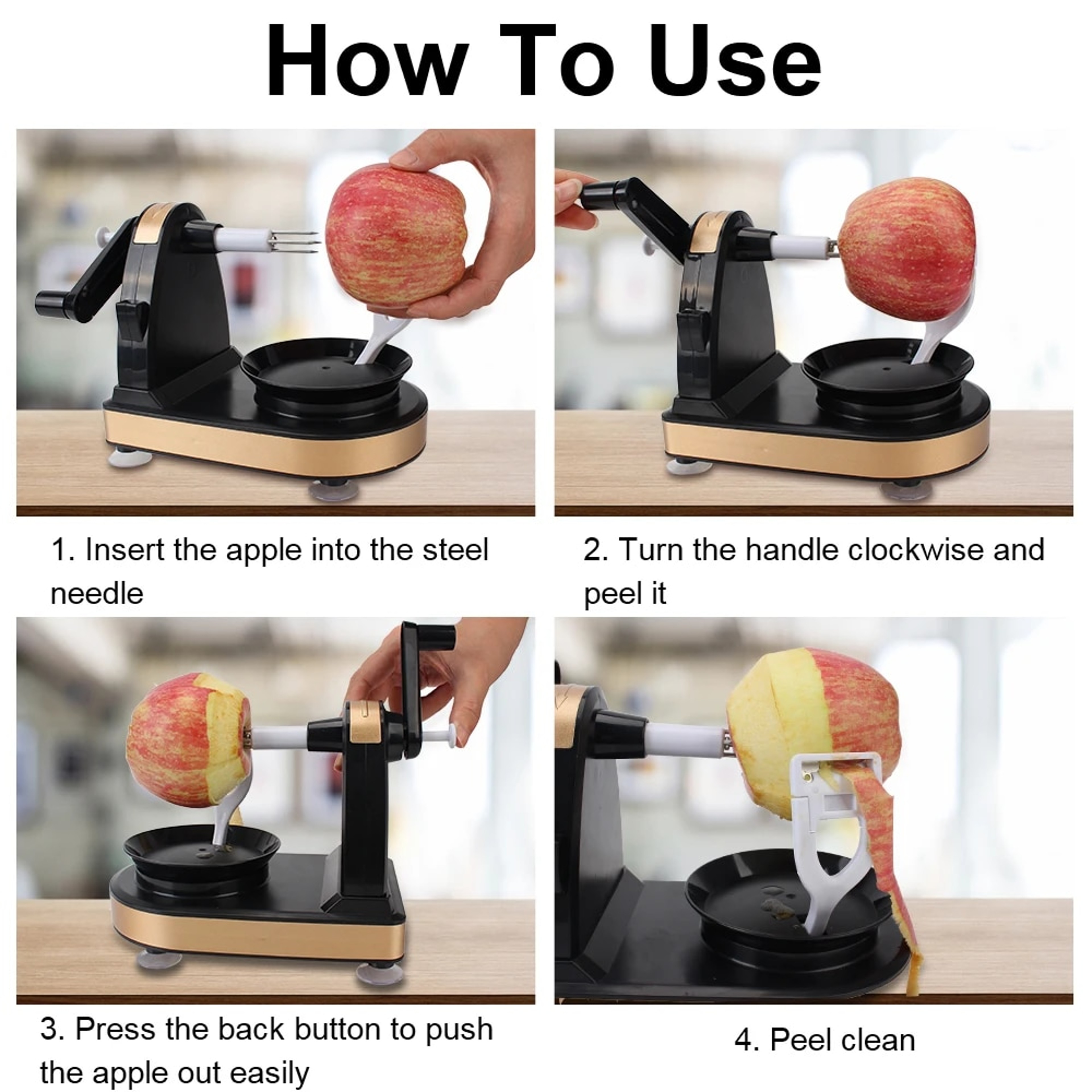 Multifunction Potato and Apple Peeler Cutter Slicer - Hand-cranked Fruit Peeling Machine for Kitchen – view 3