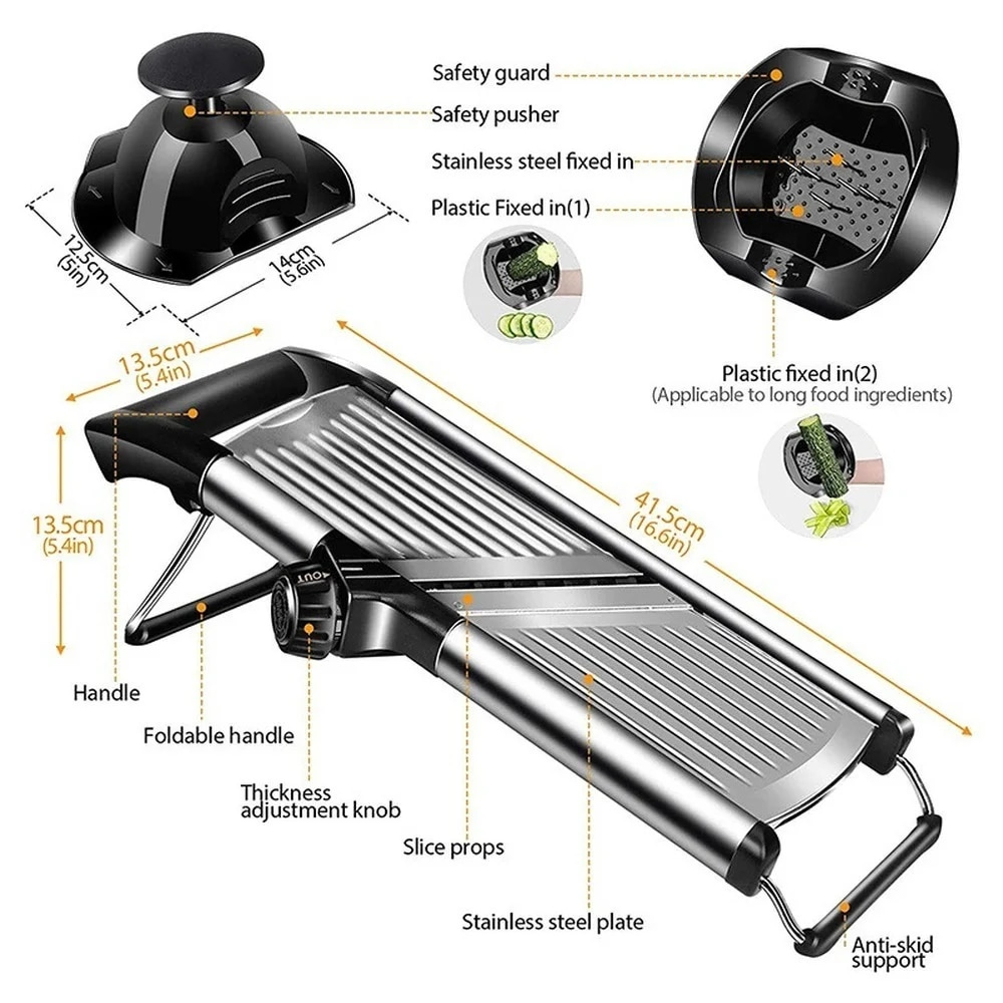 304 Stainless Steel Adjustable Mandoline Vegetable Slicer - Professional Cutter & Grater with Blades | Kitchen Gadgets – view 2