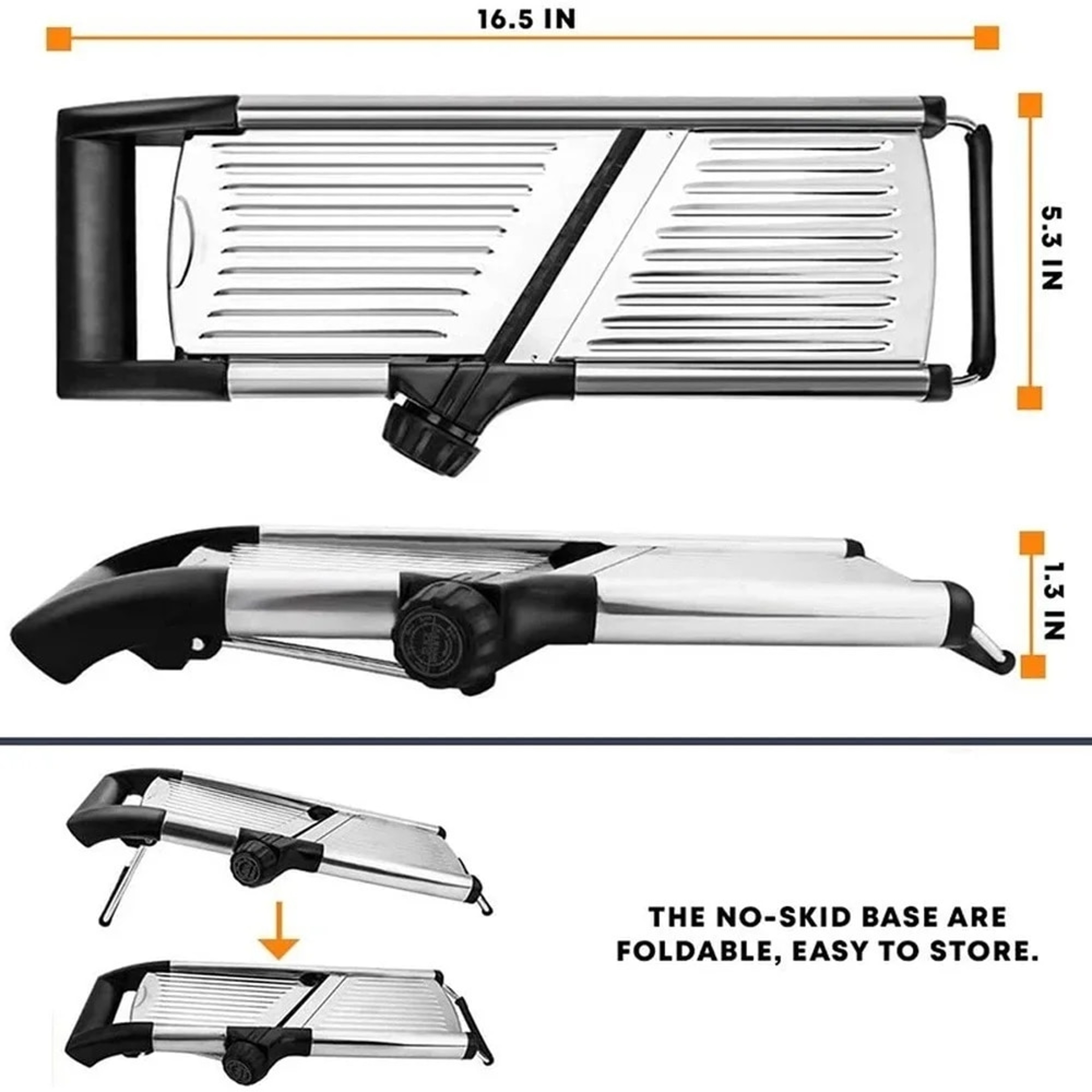 304 Stainless Steel Adjustable Mandoline Vegetable Slicer - Professional Cutter & Grater with Blades | Kitchen Gadgets – view 6