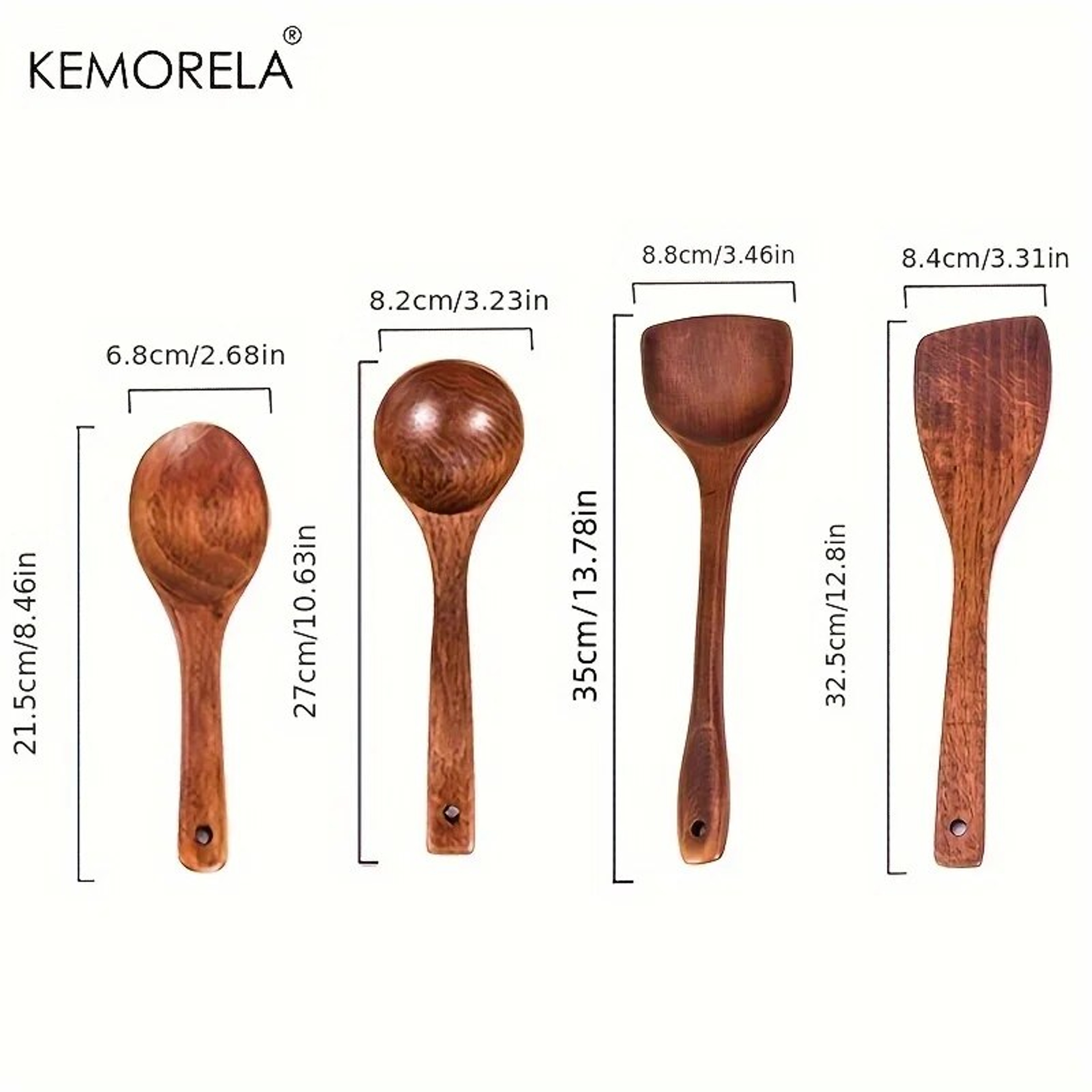 KEMORELA 4PCS Kitchen Utensil Set: Wood Shovel, Scoop, Spatula, Spoon - Nonstick Cooking Tools – view 8