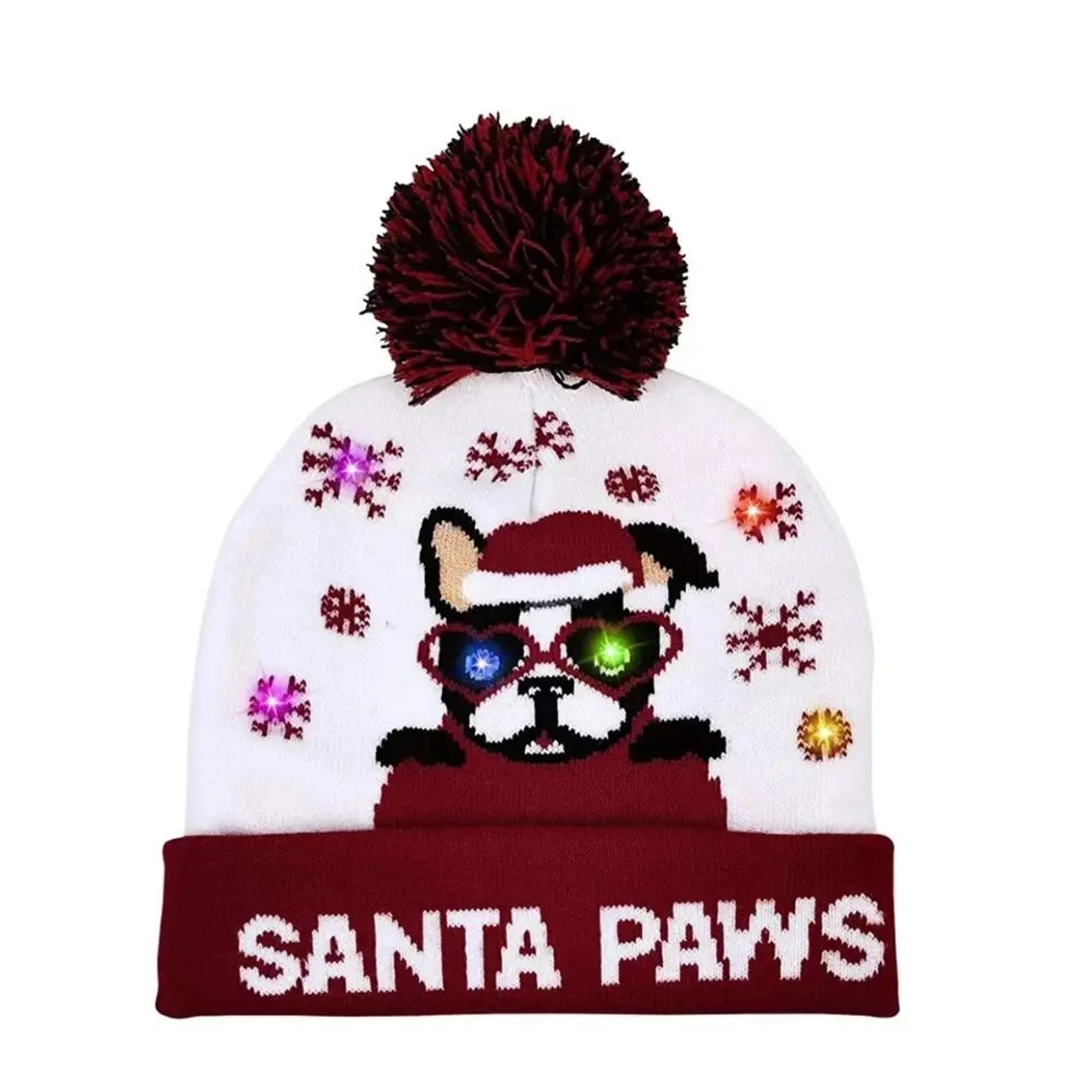 New Year LED Christmas Hat Sweater Knitted Beanie Xmas Light Up Gift for Kids Decorations – view 9
