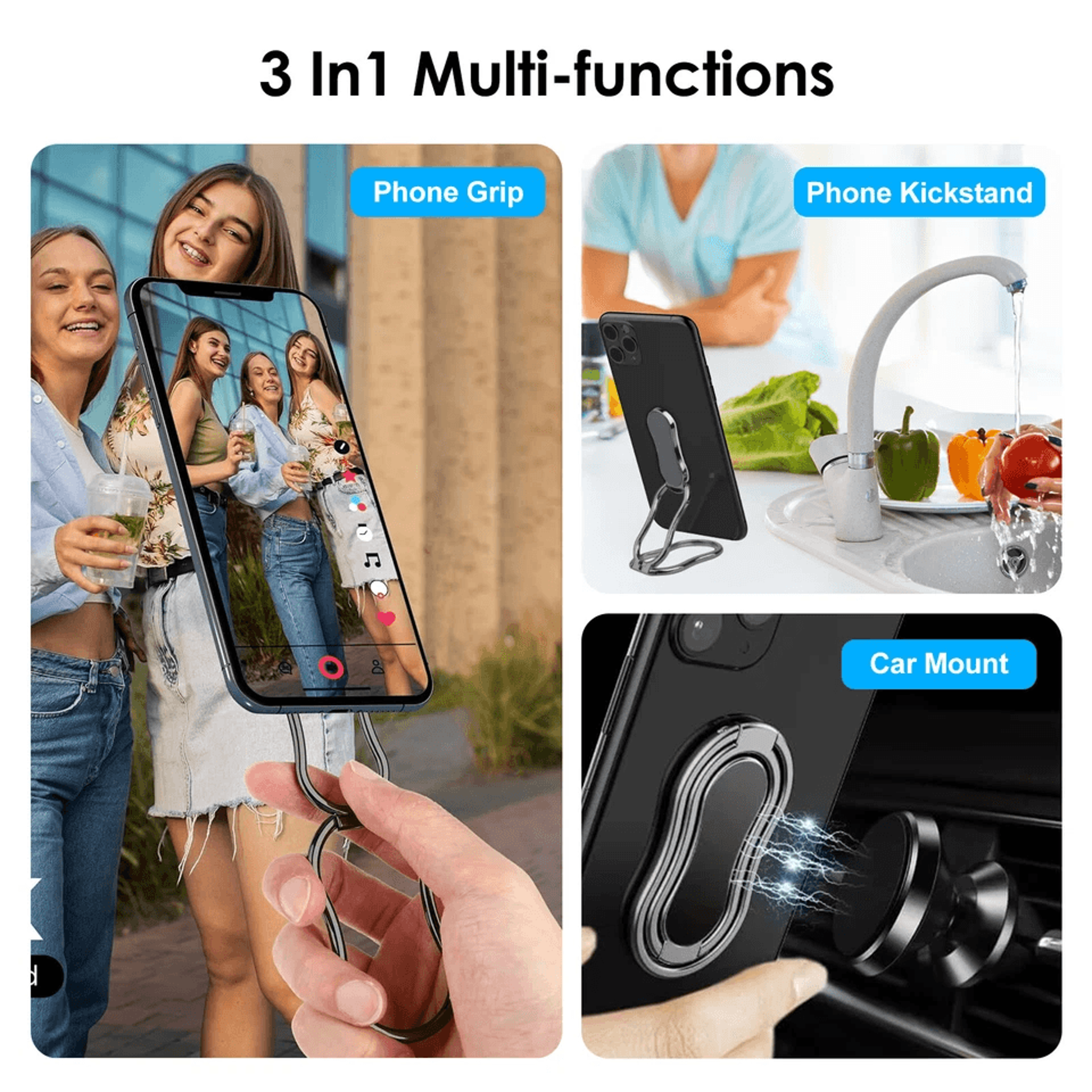 Rotating Finger Ring Holder Folding Stand And Back Grip For Smartphones Compatible Adjustable Kicks