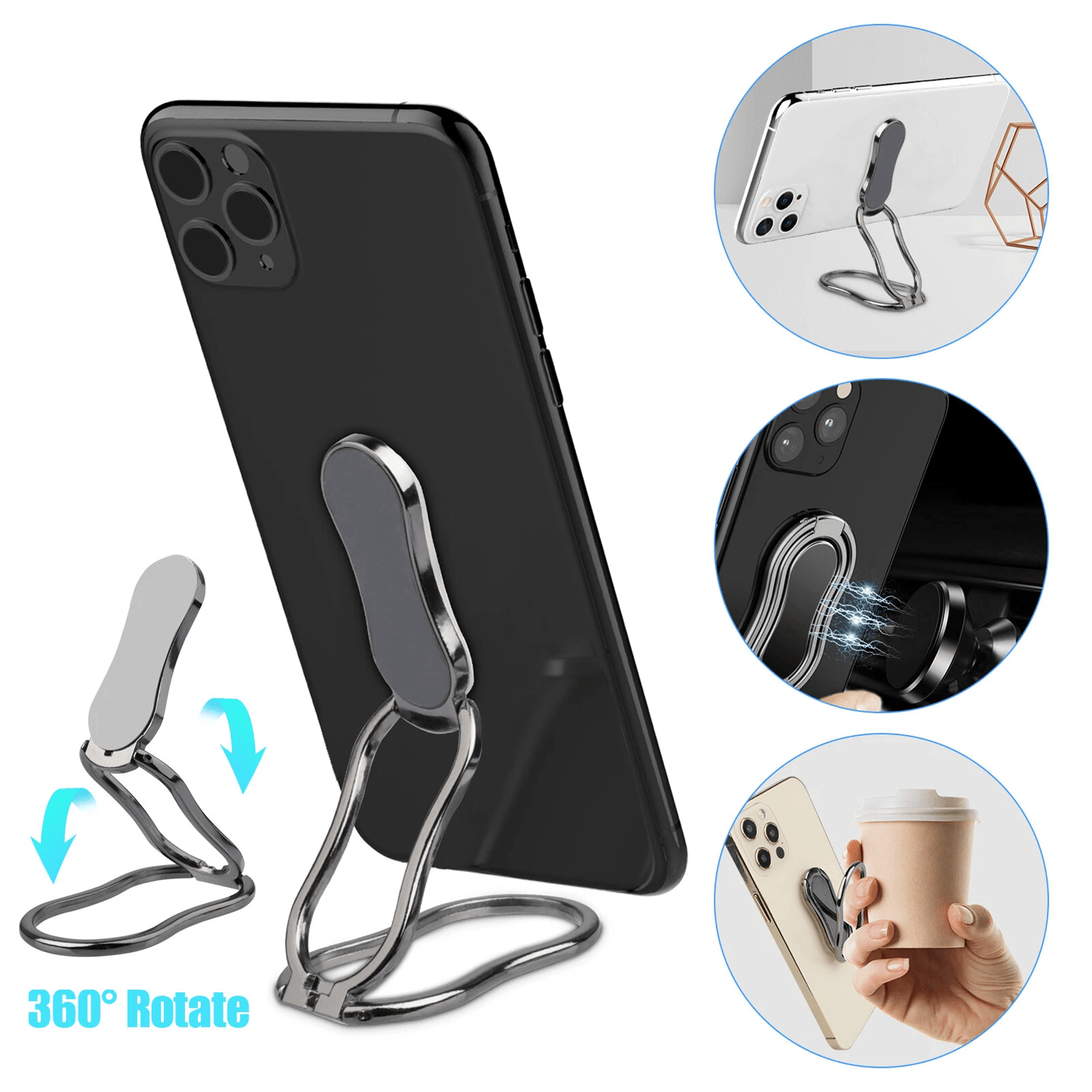 Rotating Finger Ring Holder Folding Stand And Back Grip For Smartphones Compatible Adjustable Kicks