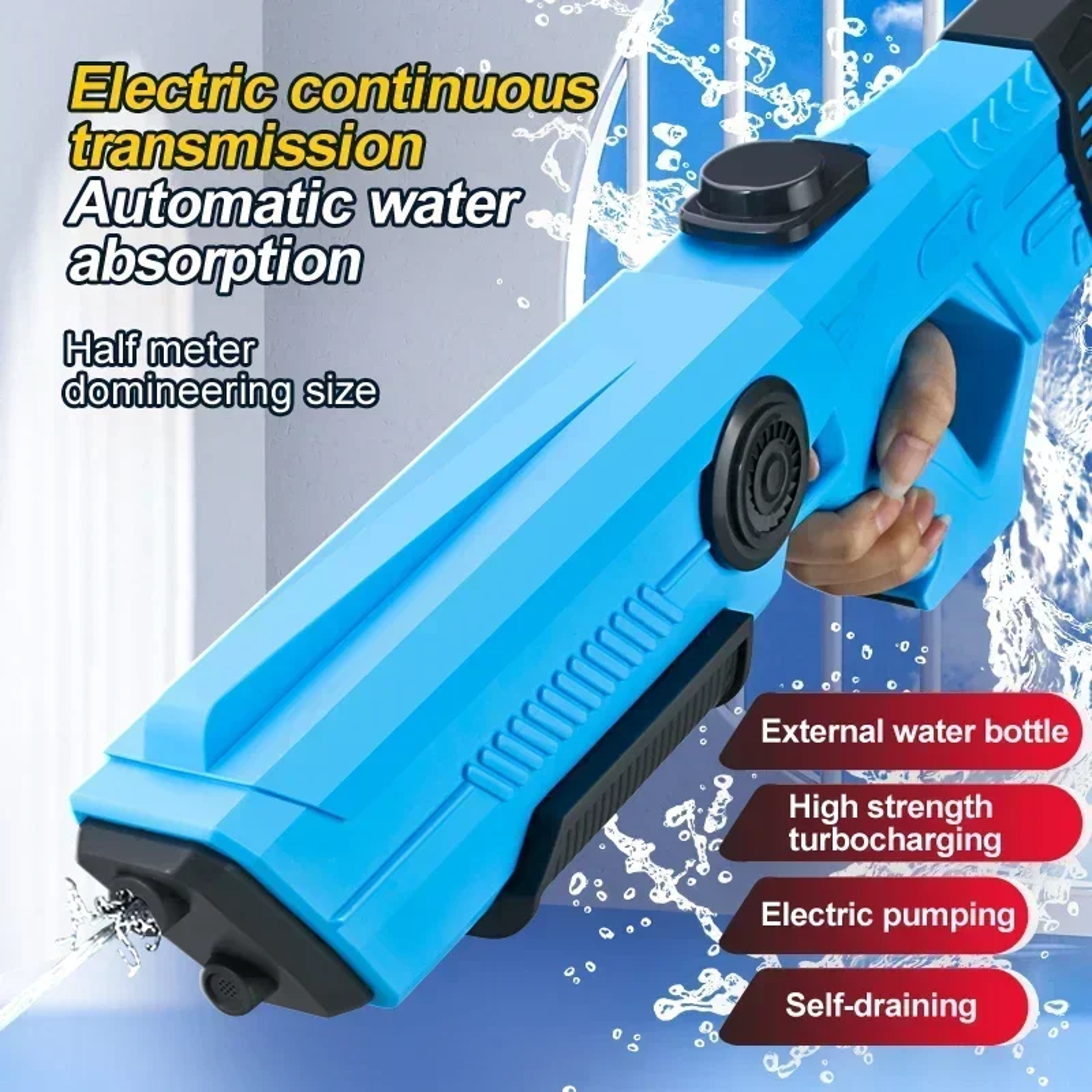 Electric Automatic Water Storage Gun Toy,Portable Children Summer Beach Outdoor Water Fight Spray Gun for Kids & Boys – view 4