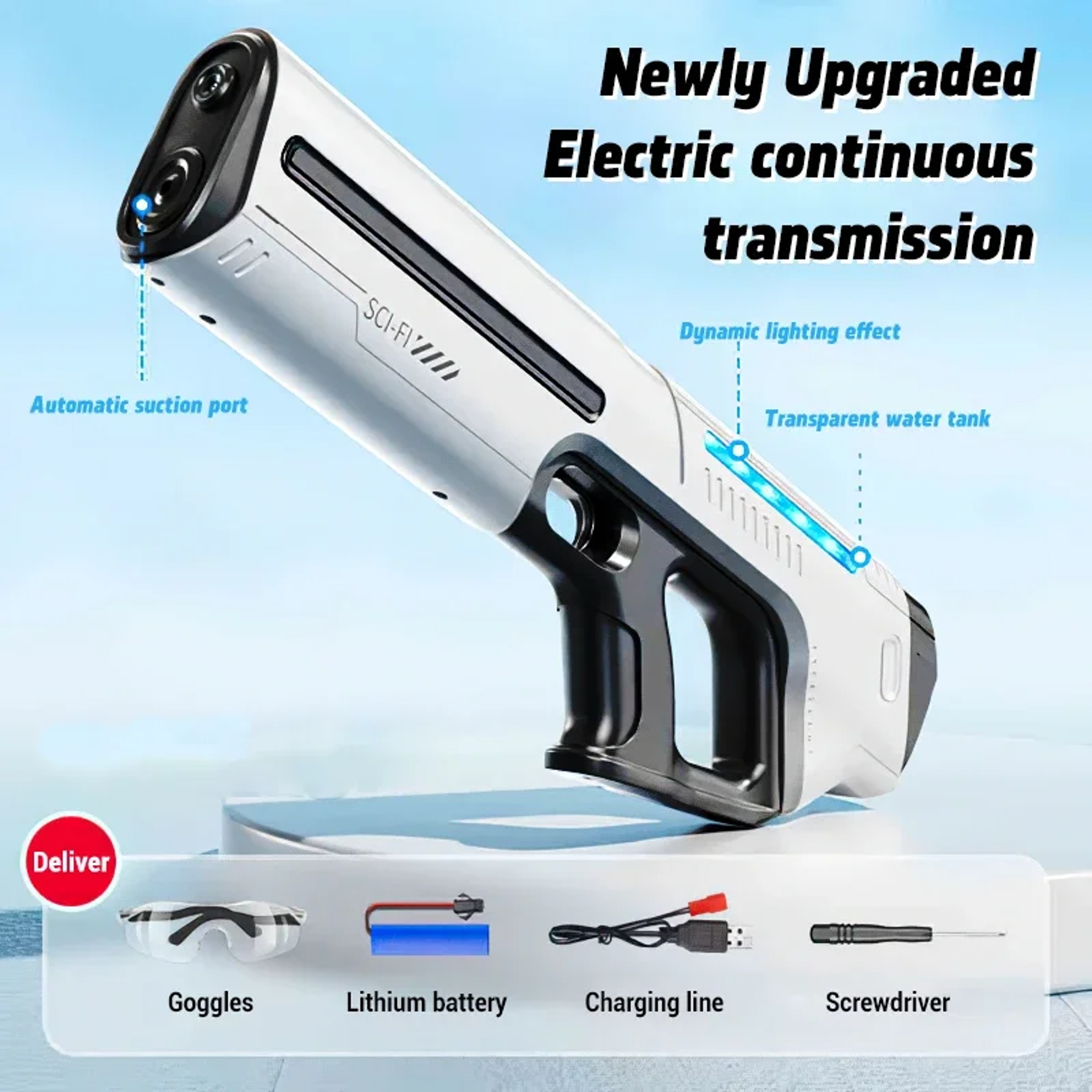 Electric Automatic Water Storage Gun Toy,Portable Children Summer Beach Outdoor Water Fight Spray Gun for Kids & Boys – view 8