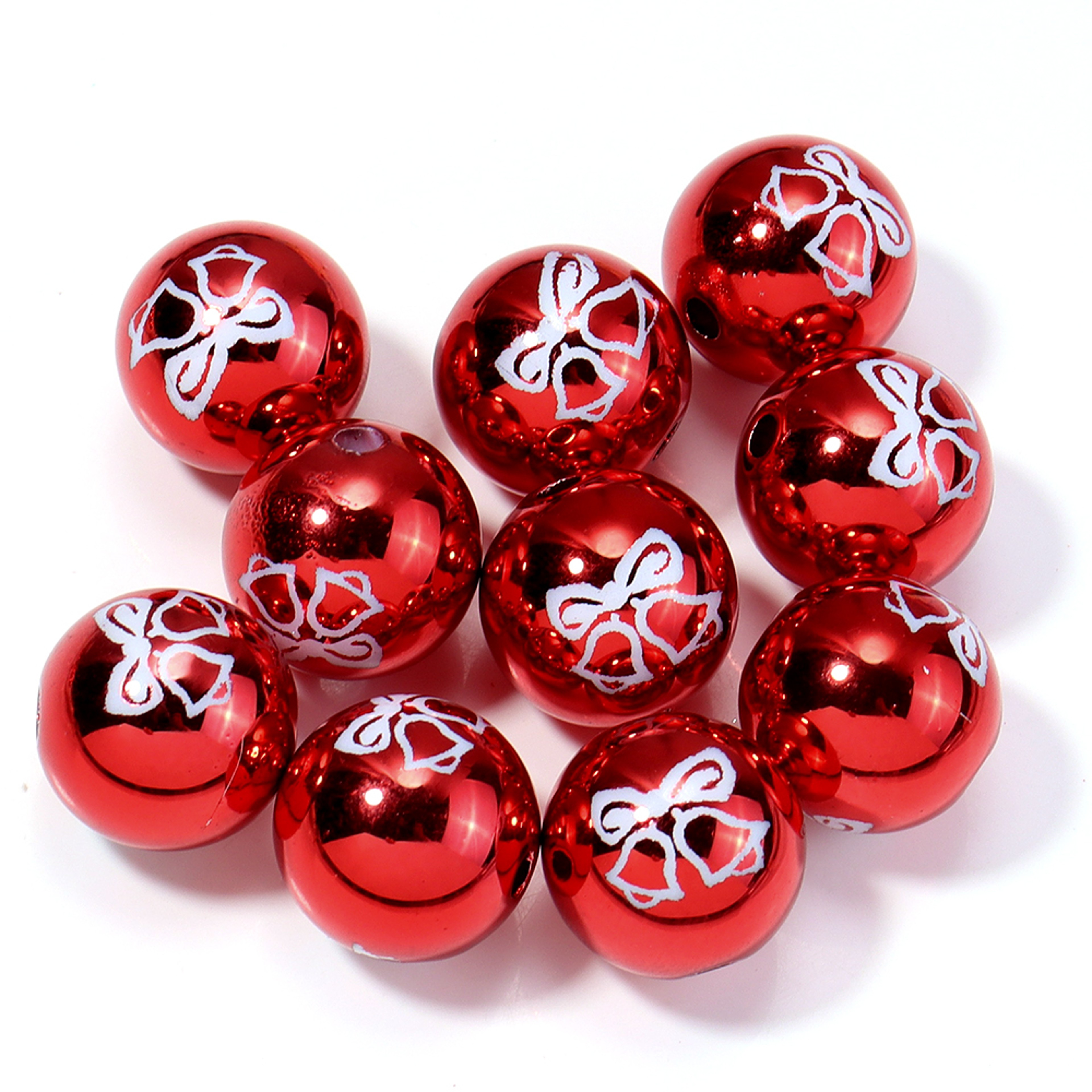 Color Printed Big Ball Bead, Christmas Acrylic Beads, for Christmas Tree Party Decoration, Ornament Making Accessories – view 8