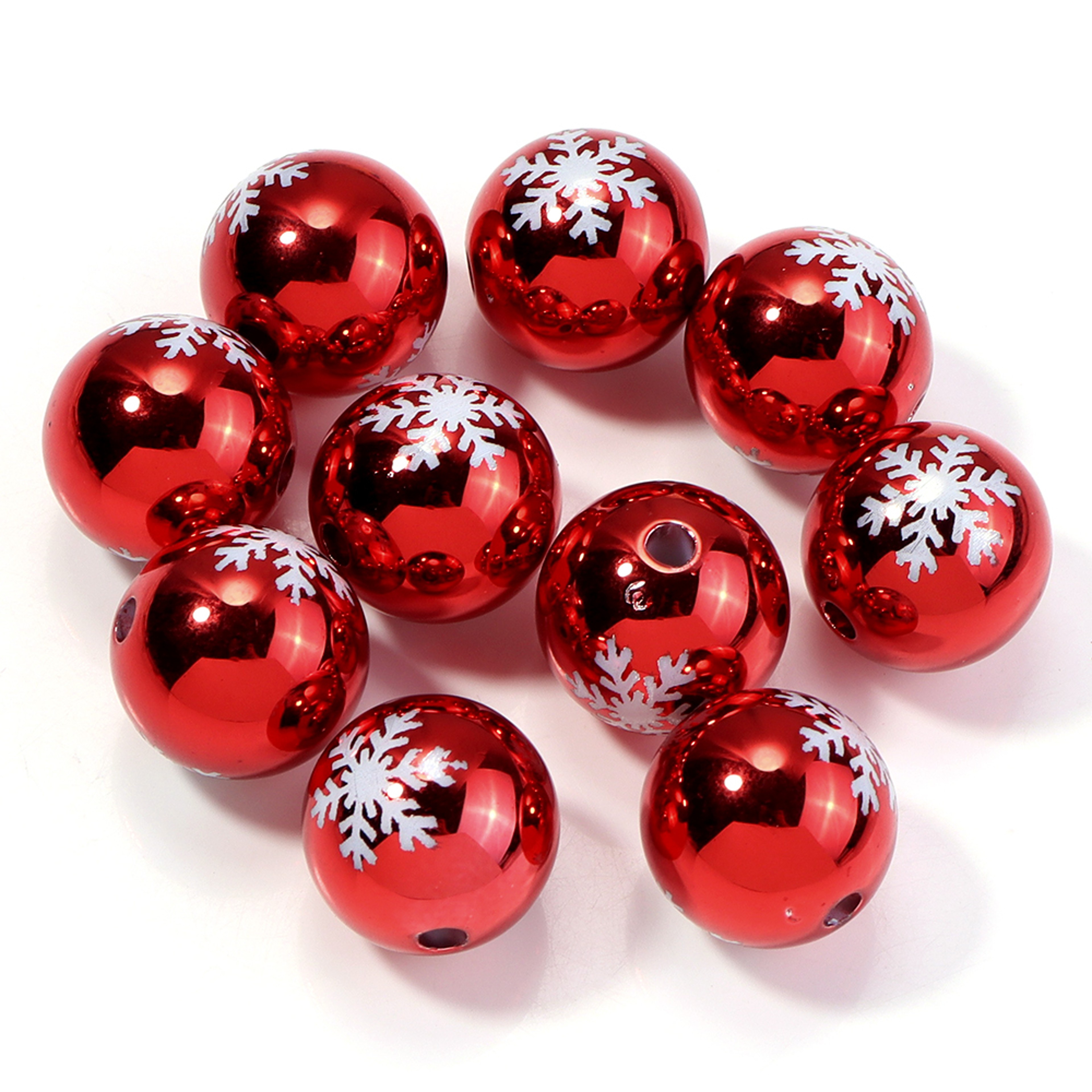 Color Printed Big Ball Bead, Christmas Acrylic Beads, for Christmas Tree Party Decoration, Ornament Making Accessories – view 10