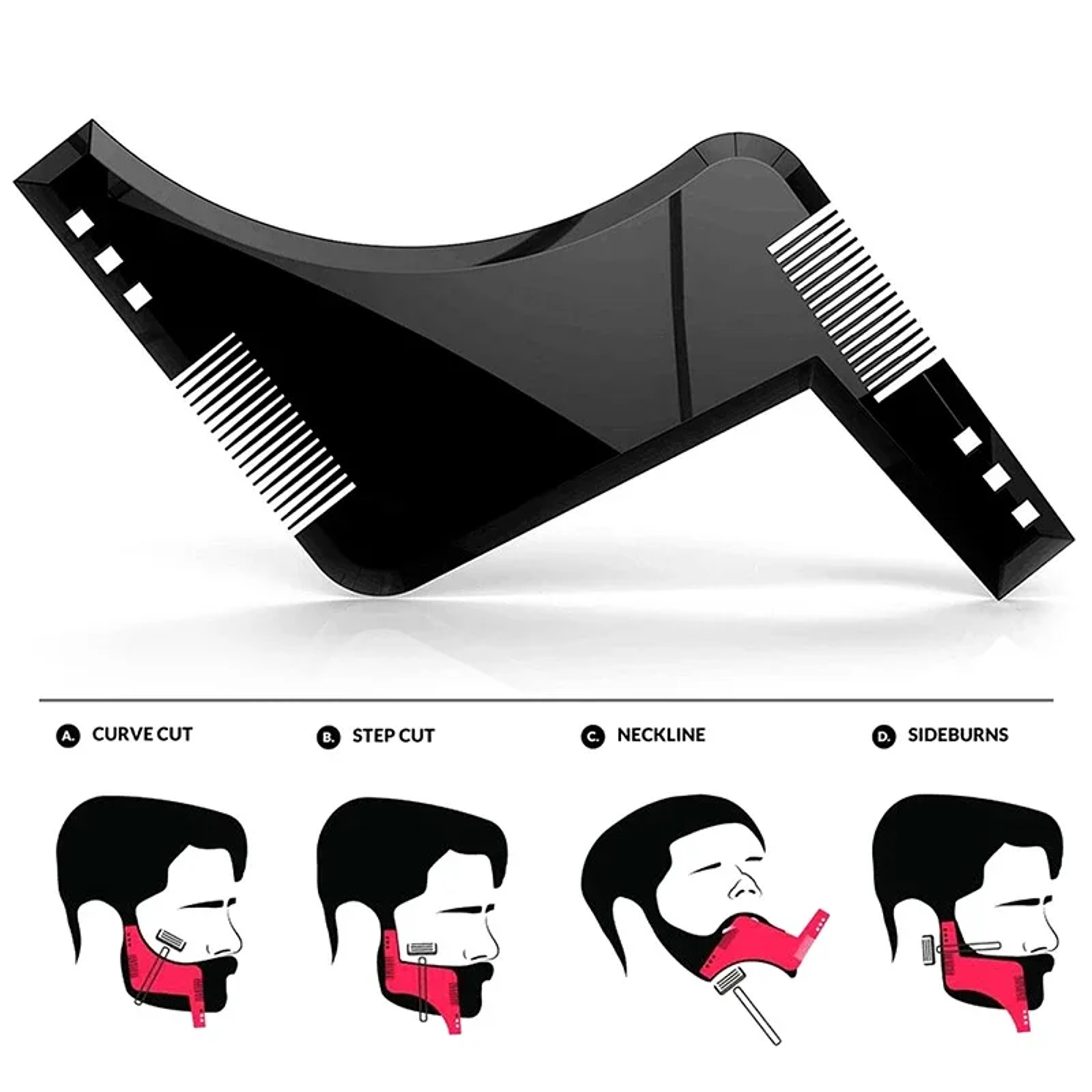 Precision Beard Shaping Tool Kit Beard Stencil Comb For Perfect Lines 0