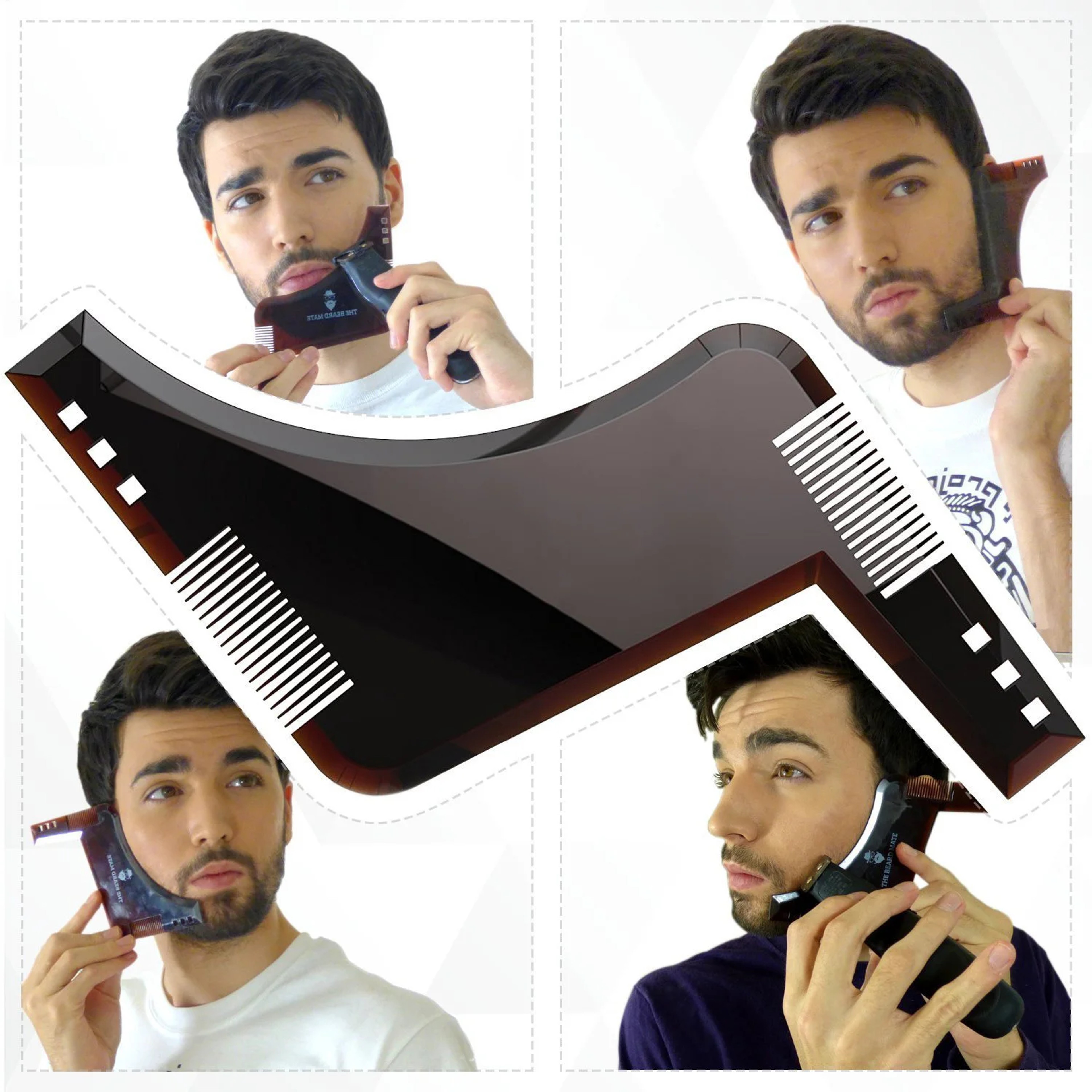 Precision Beard Shaping Tool Kit Beard Stencil Comb For Perfect Lines 1
