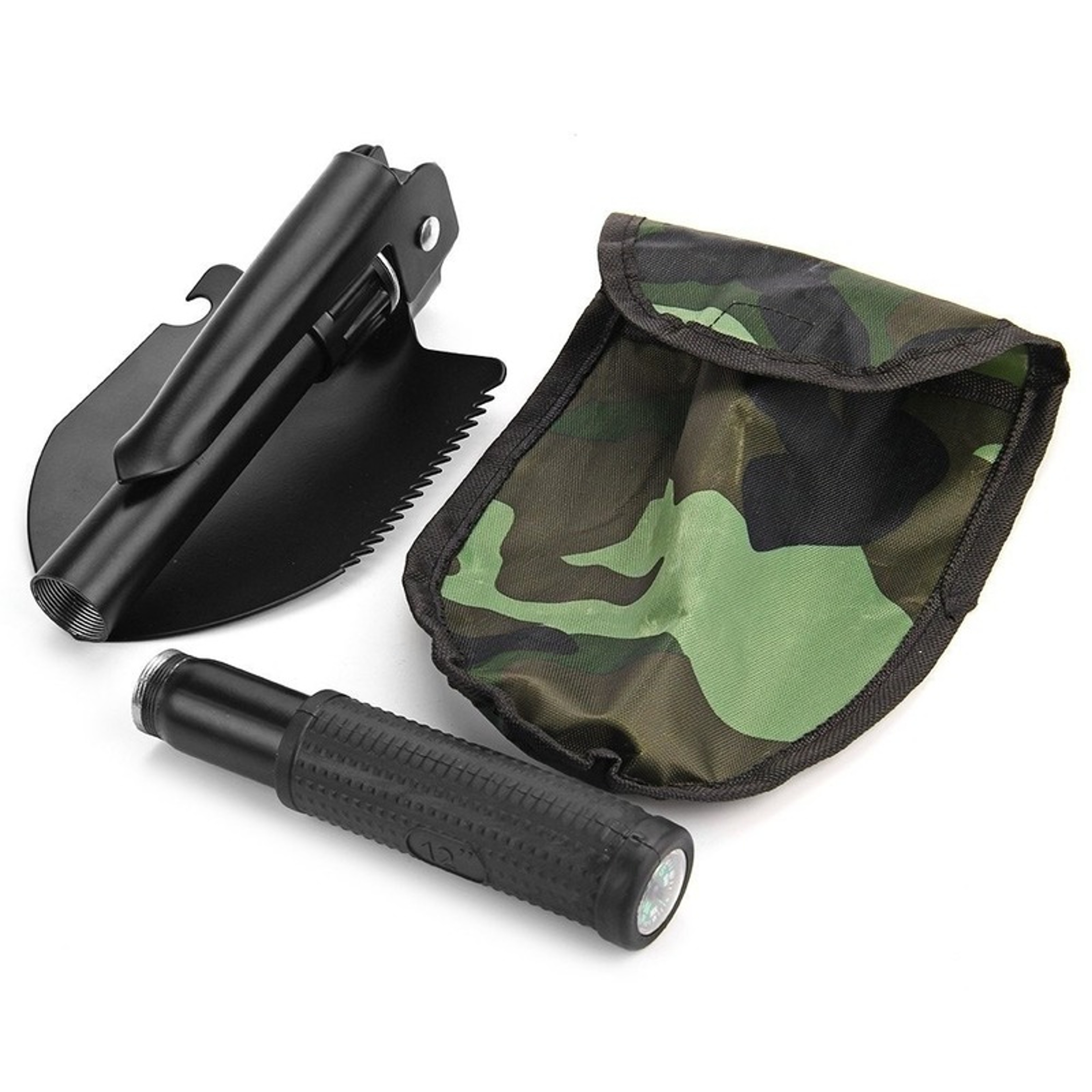 Foldable Survival Shovel with Compass Portable Camping Entrenching Tool – view 4