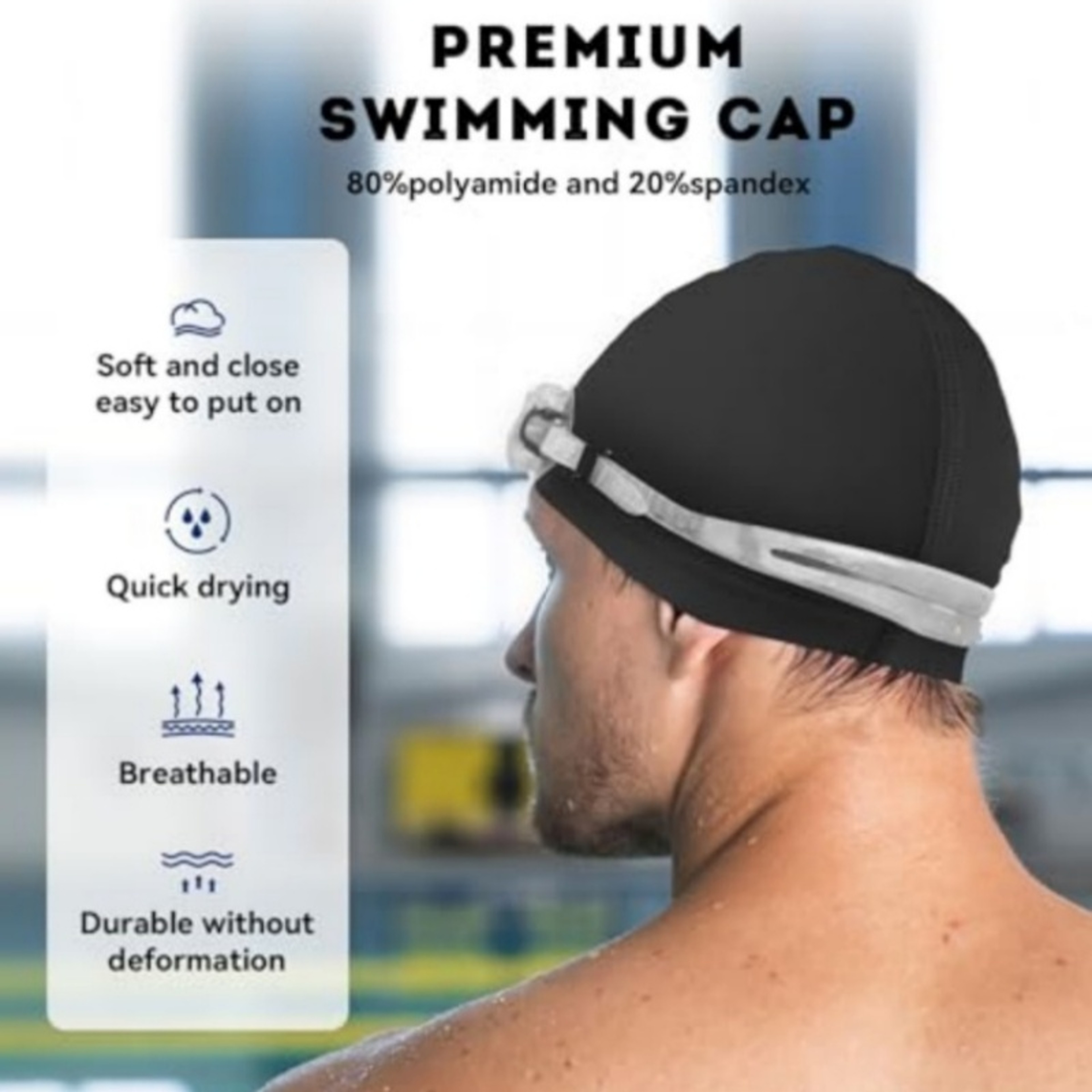 Elastic Silicone Swim Cap For Adults Breathable Waterproof Pool  Training Hat 3