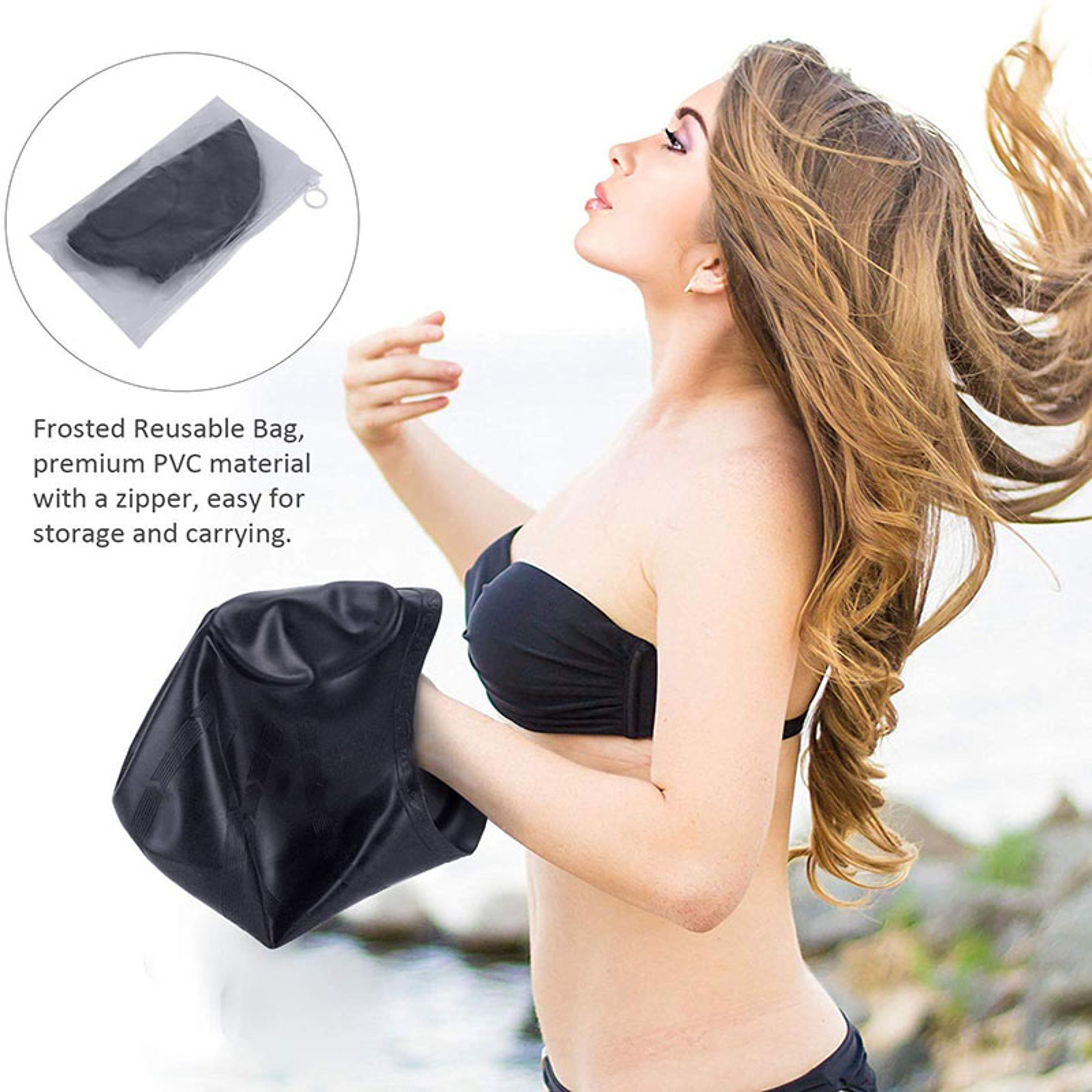 Silicone Waterproof Swim Cap With Ear Protection For Long Hair Men Women 4