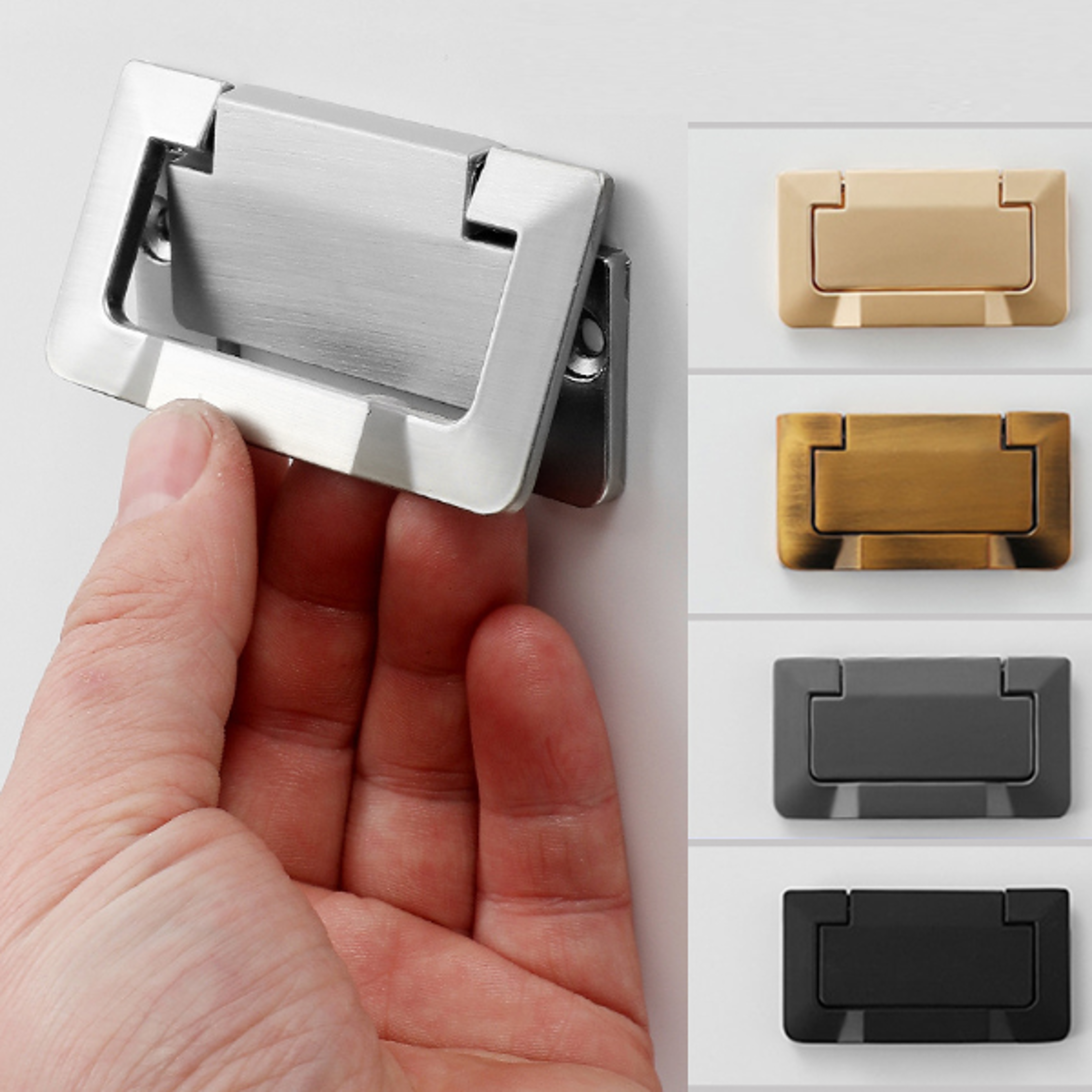 Invisible Cabinet Handle Zinc Alloy Flat Pull for Drawers Doors Furniture