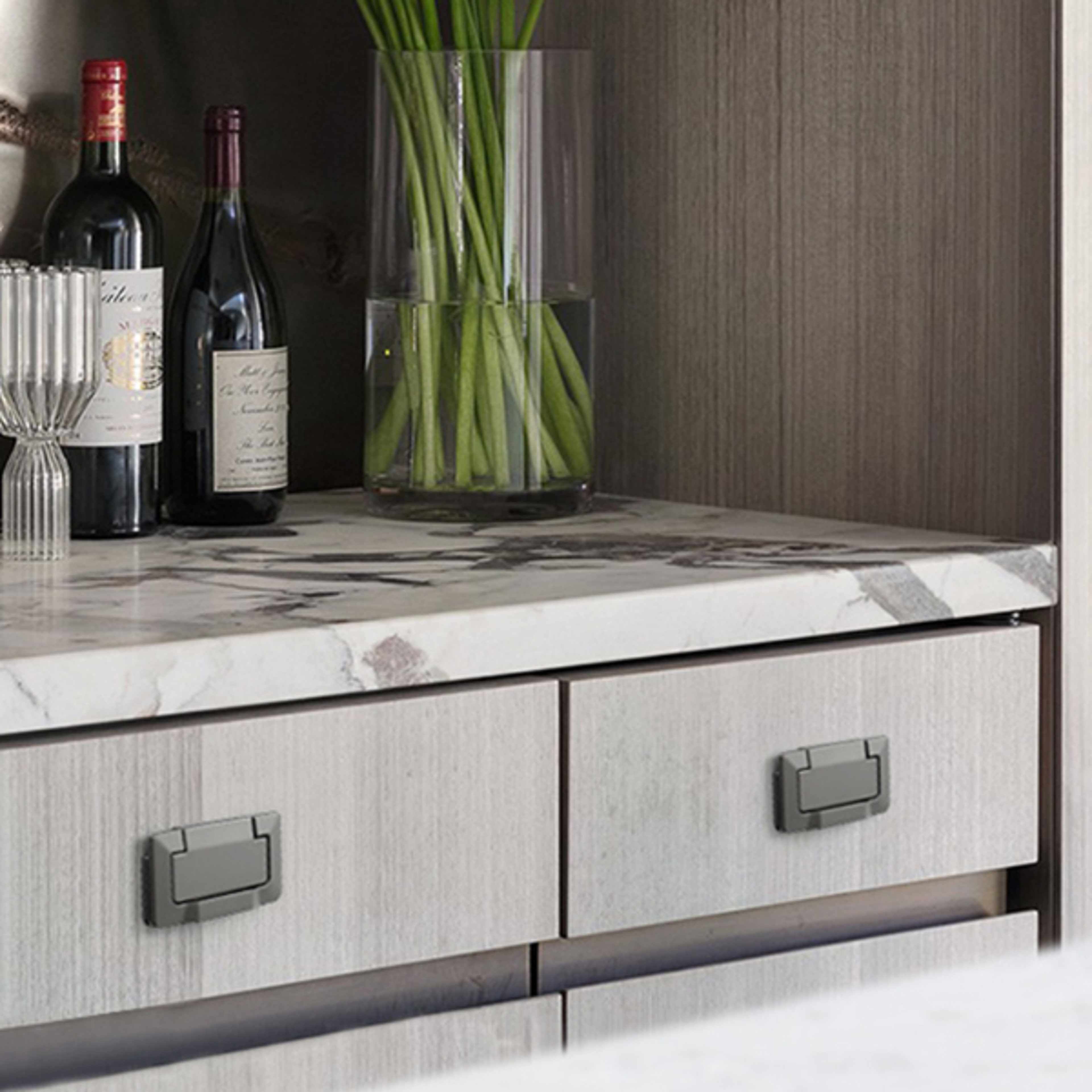 Invisible Cabinet Handle Zinc Alloy Flat Pull for Drawers Doors Furniture