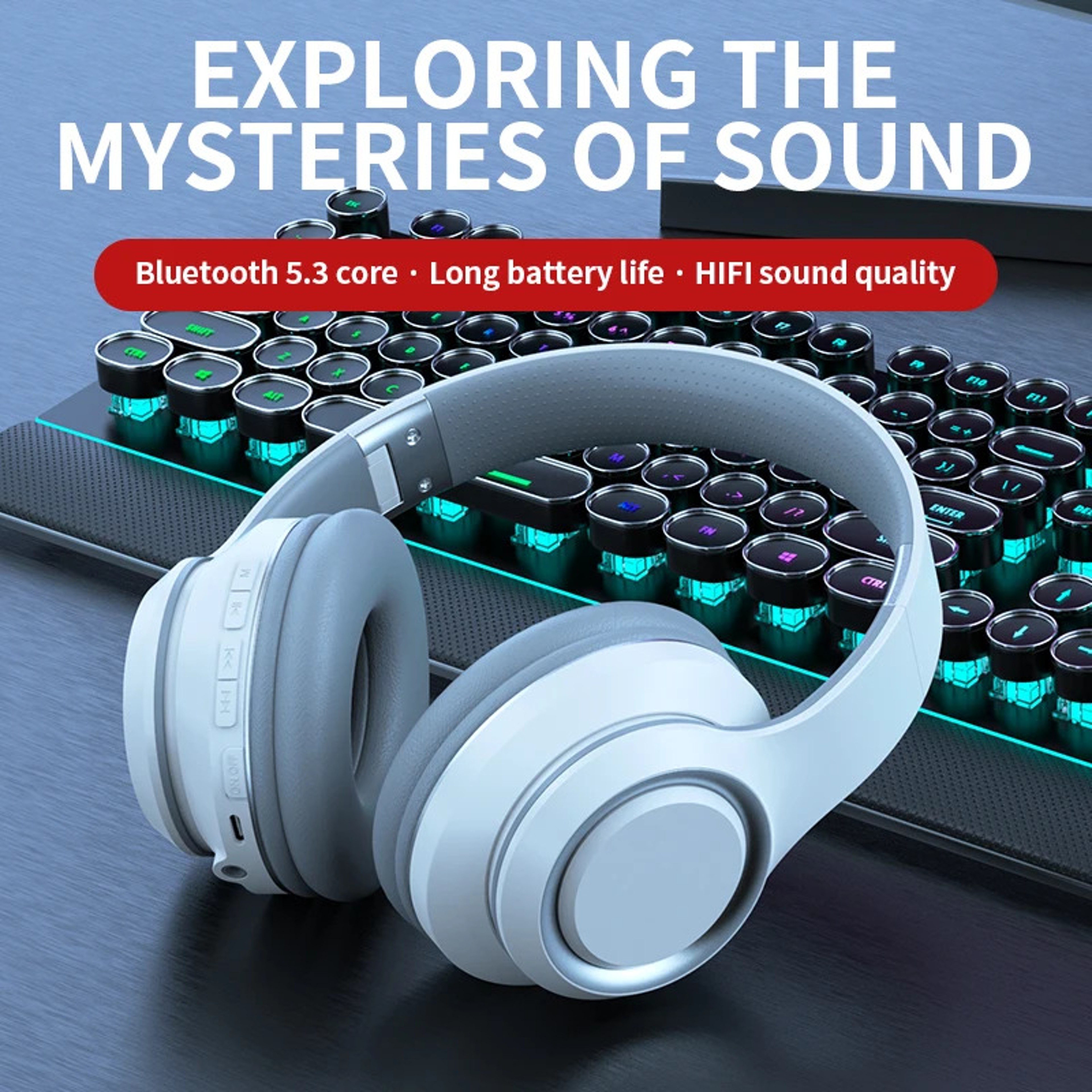 Wireless Bluetooth Headphones With Mic TF Card Playback  Display Screen Over Ear Headset 3