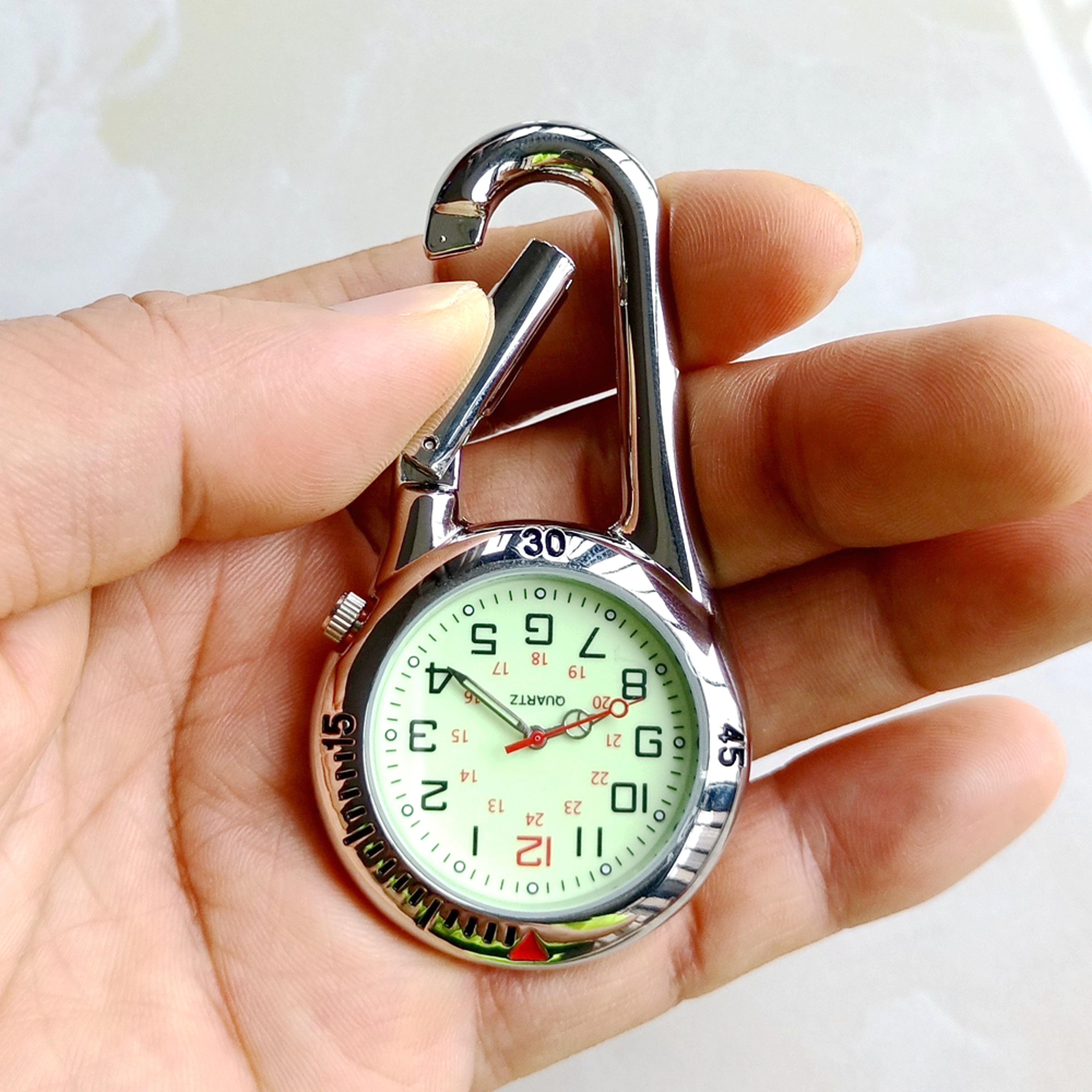 Luminous Carabiner Pocket Watch Keychain Clip For Nurses Students And Outdoor Use 7