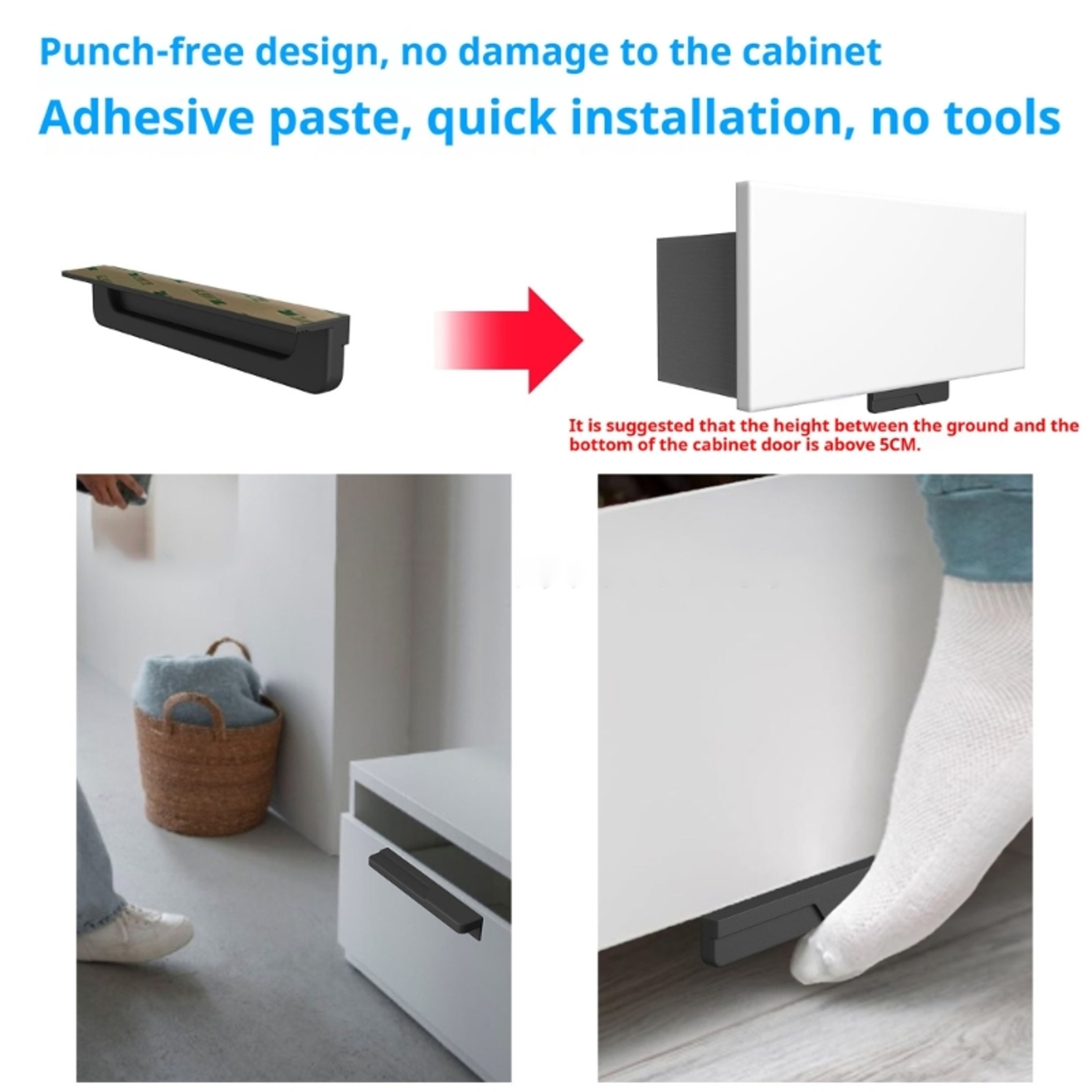 Hands Free Silicone Cabinet Foot Pull Touchless Drawer Opener Handle – view 4