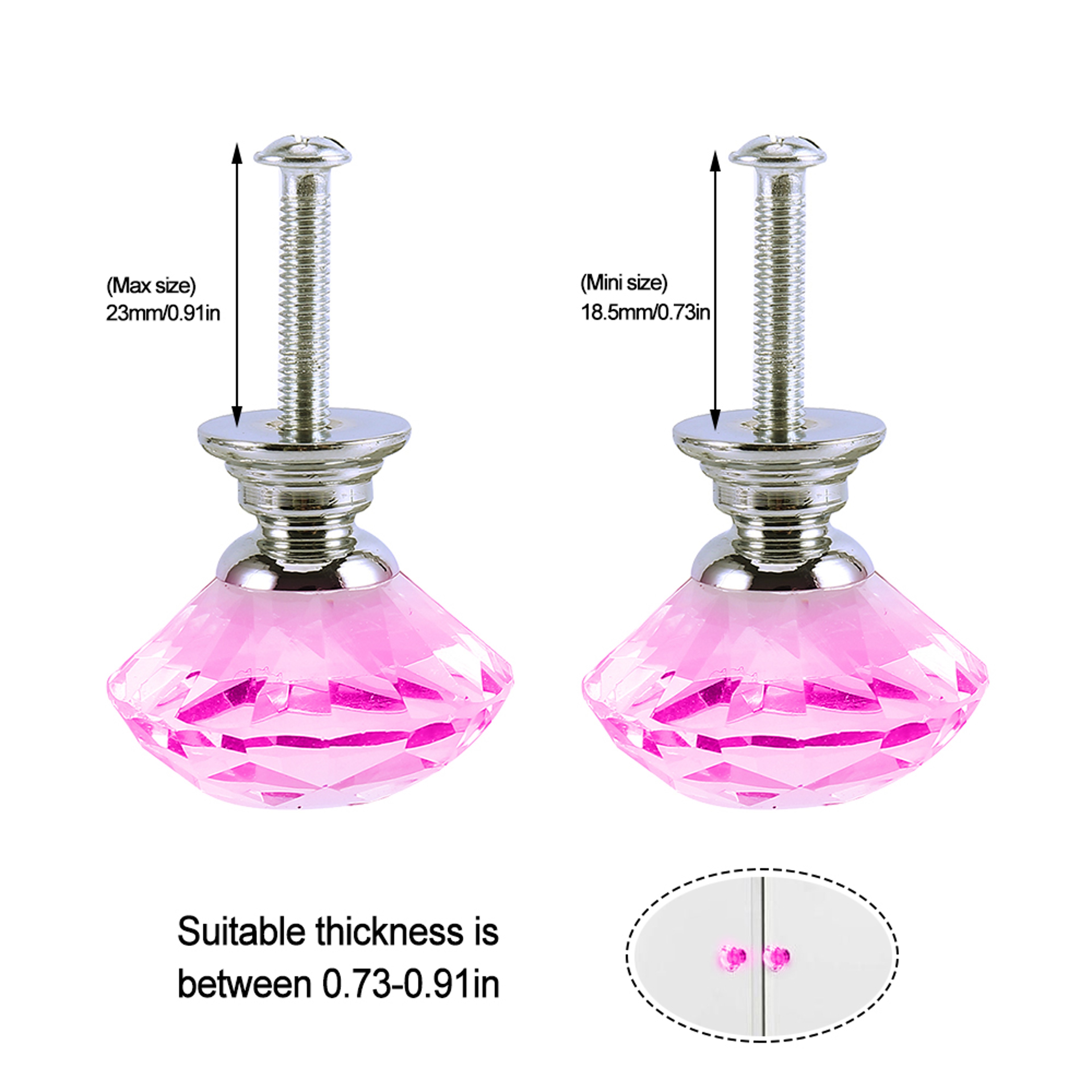 Pink Crystal Diamond Cabinet Knobs Elegant Acrylic Drawer Pulls for Chic Furniture Upgrade – view 5